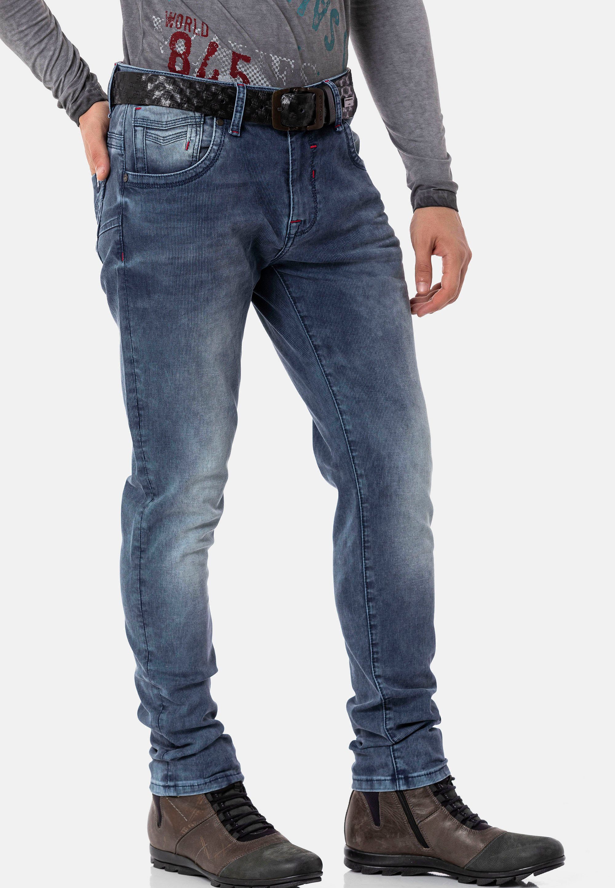 Cipo & Baxx Straight-Jeans stilvollem in blau Cord-Design