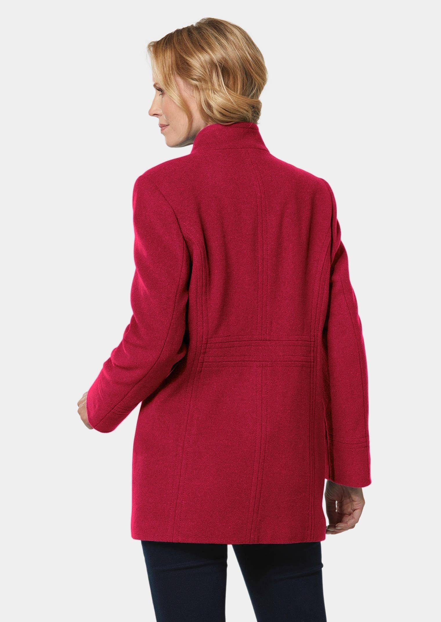GOLDNER Wolljacke Eleganter Wintermantel mit Stehkragen Longmantel mit Knöpfen, Schubtaschen und Langarm