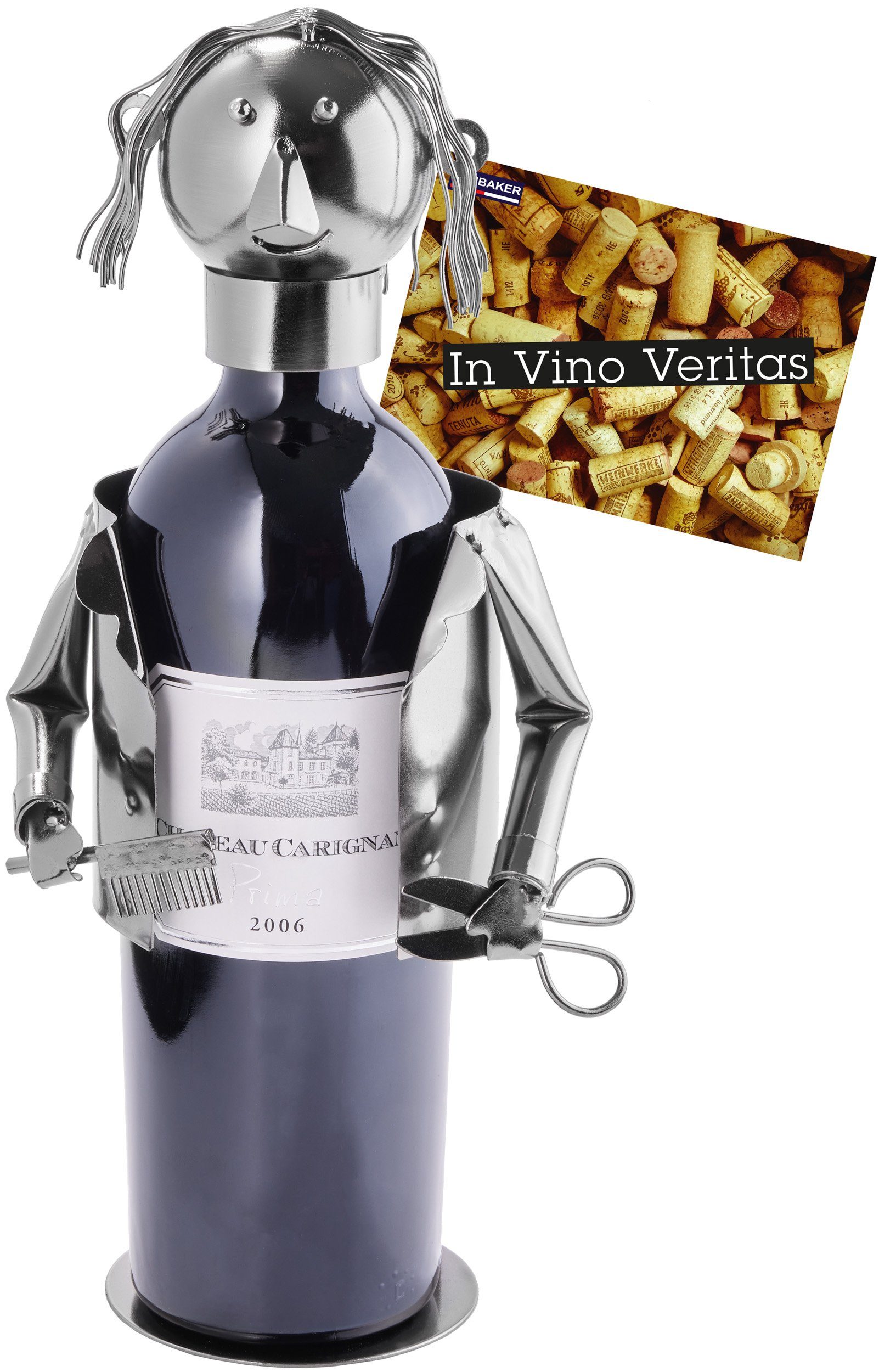 BRUBAKER Weinflaschenhalter Frisör Haarstylist, (inklusive Grußkarte), Meta günstig online kaufen