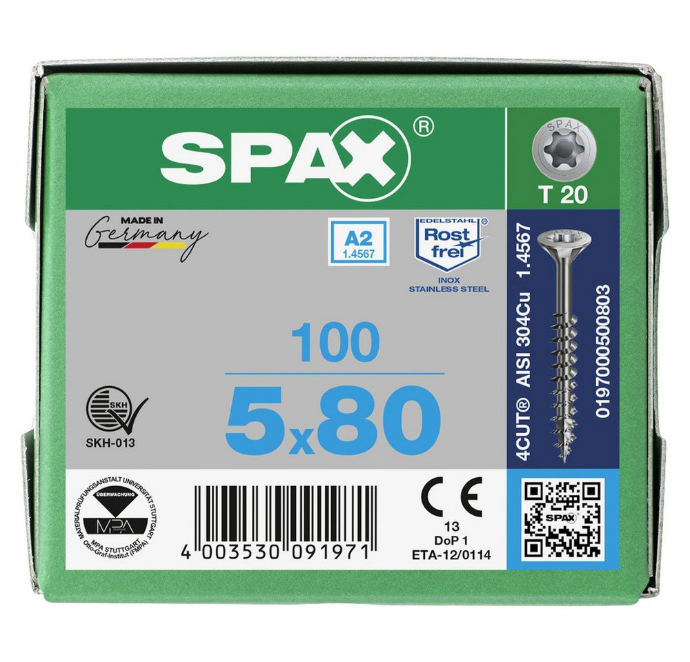 Thumbnail - SPAX Schraube SPAX 197000500803 Holzschraube 5 mm 80 mm T-STAR plus 88091 Edelsta