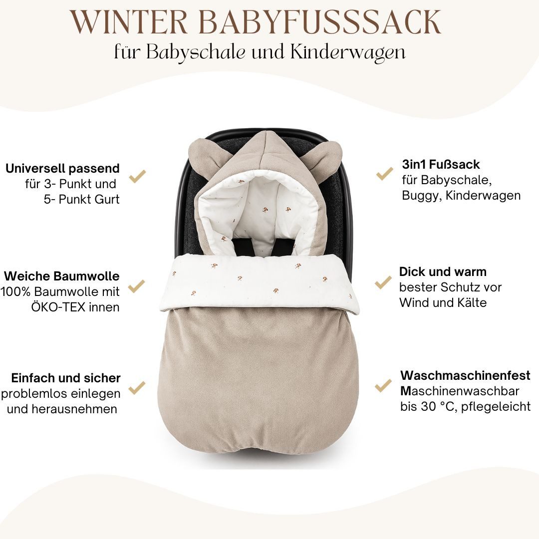 BABEES Fußsack Fußsack BABYFUßSACK für Babyschale Frühling Übergang warm mit Füllung, Einschlagdecke Fußsack Universal Baby GANZJÄHRIG