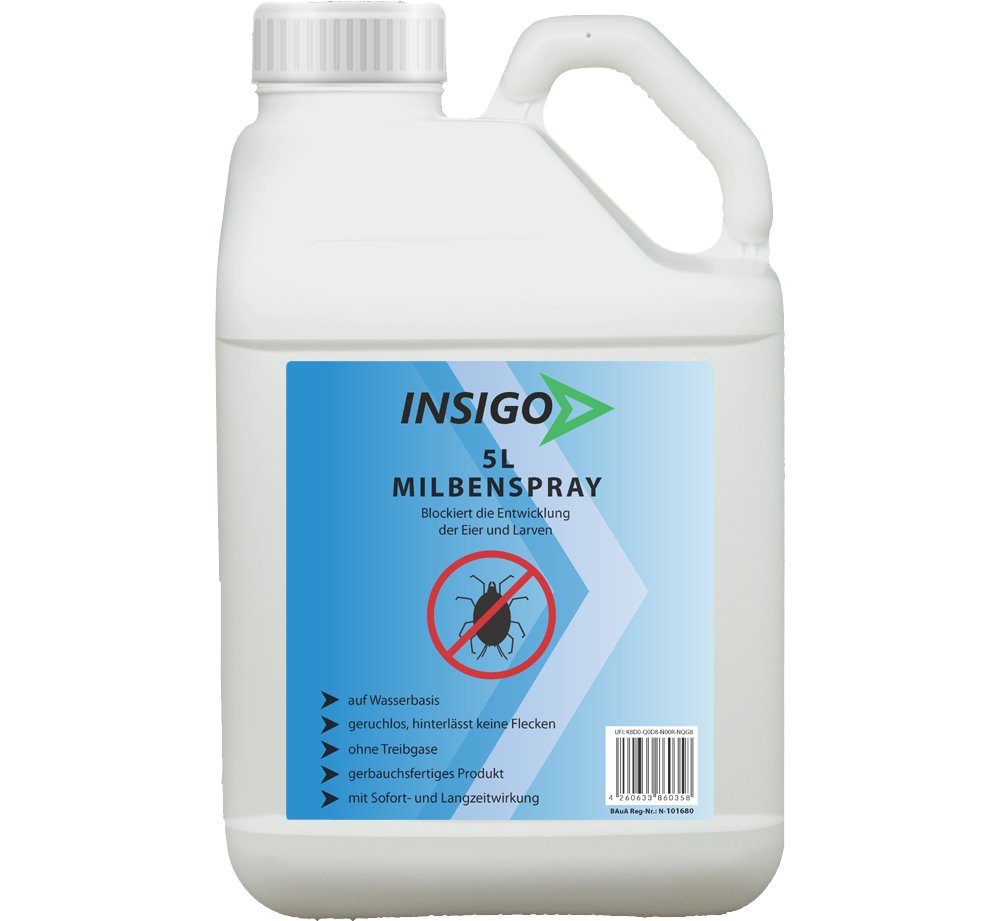 INSIGO Insektenspray 20 Ungezieferspray, / brennt Anti auf ätzt Wasserbasis, Milben-Mittel nicht, Langzeitwirkung l, Milben-Spray mit geruchsarm
