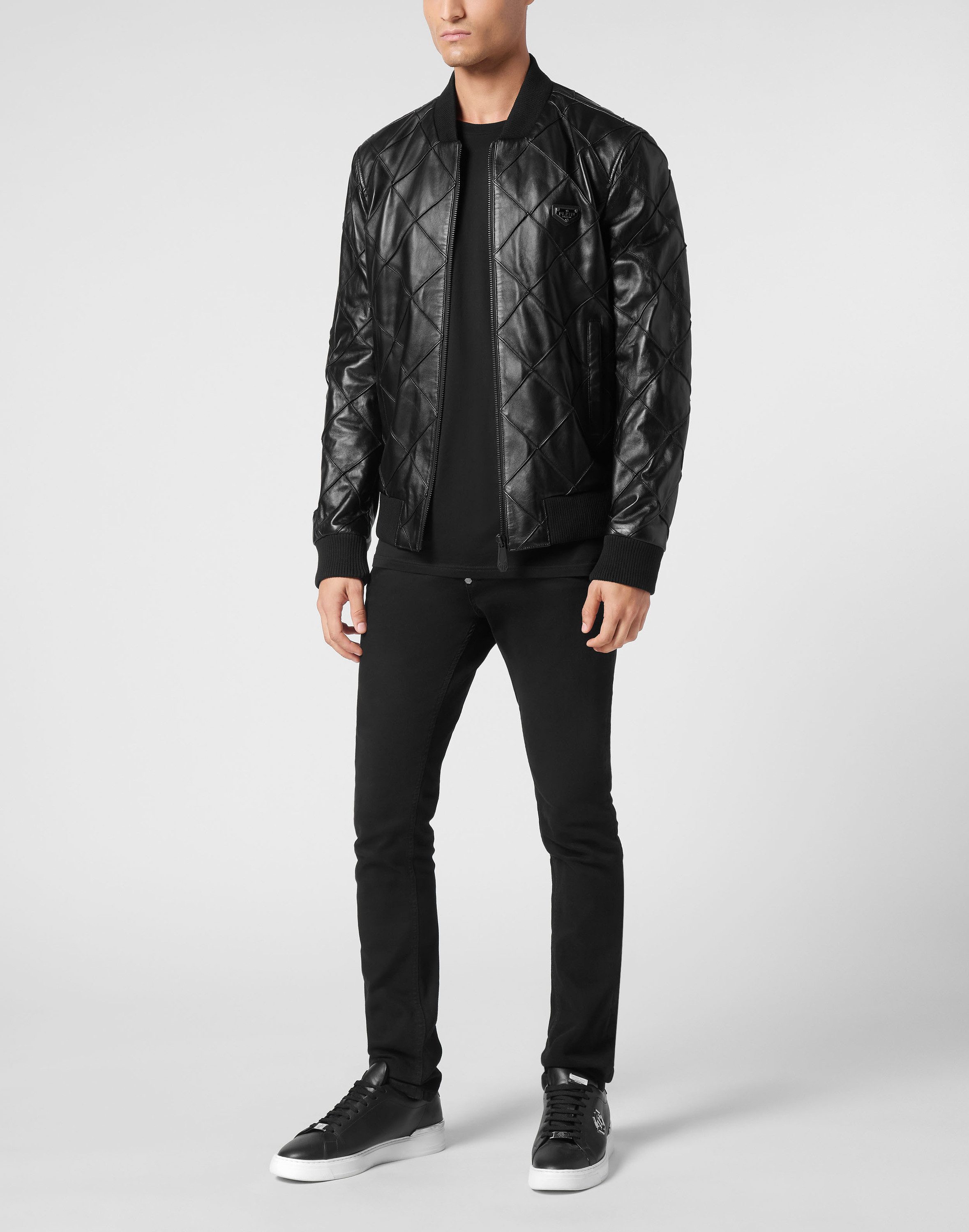 PHILIPP PLEIN Lederjacke Leder-Bomberjacke