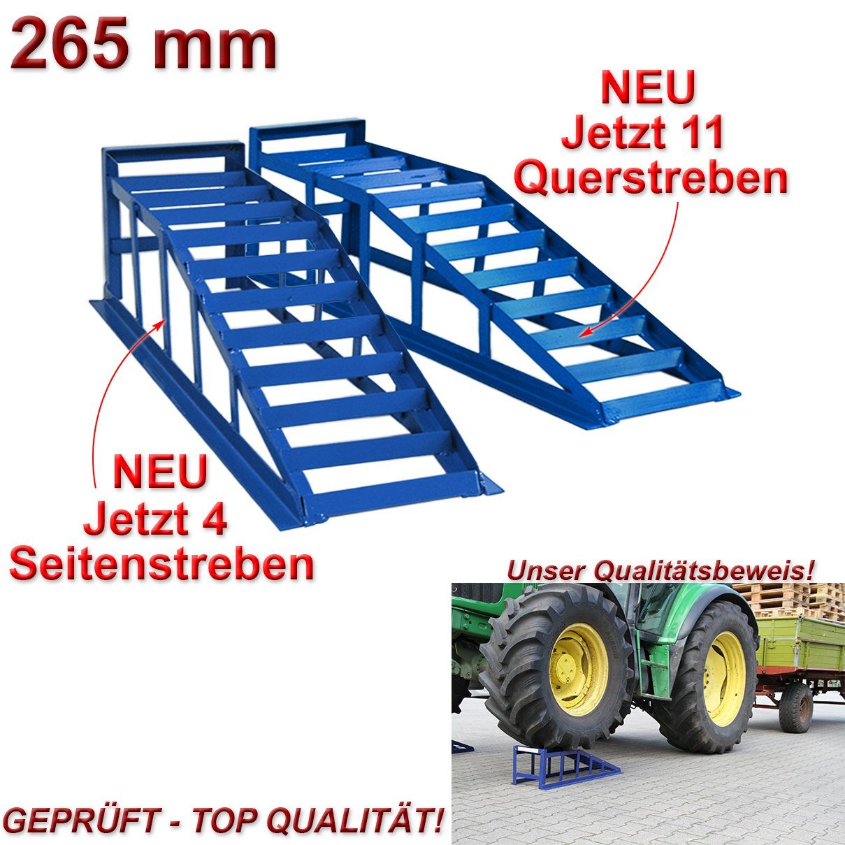 HELO24 Auffahrrampe 2 x blau bis 265er Räder