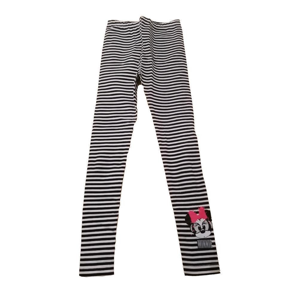 Disney Leggings Minnie Maus Leggings, schwarz-weiß gestreift mit Minnie Mouse Logo