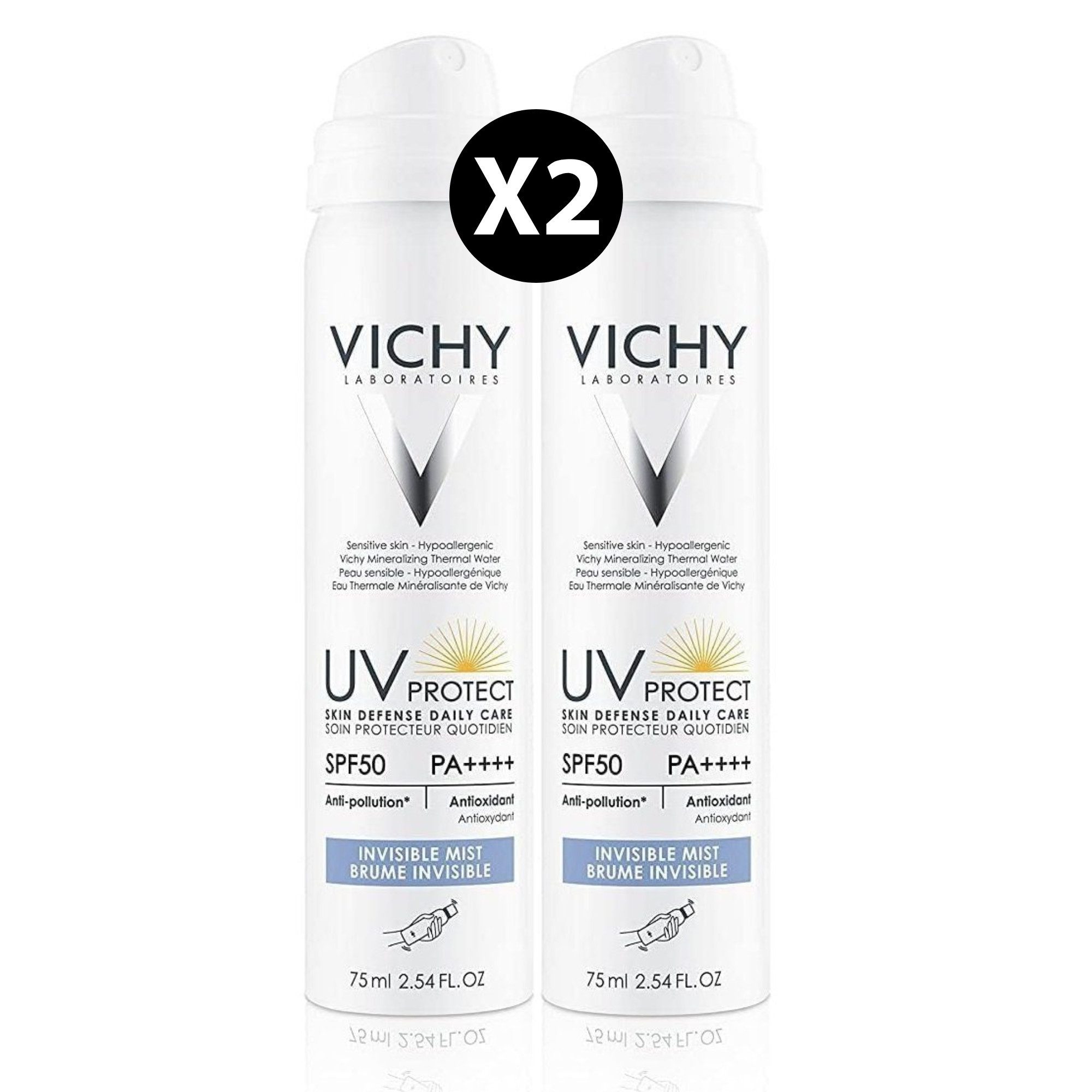 Vichy Sonnenschutzpflege Skin Defense Daily Care Sonnen-Spray 2x75ml, 2-tlg., LSF 50, PA++++