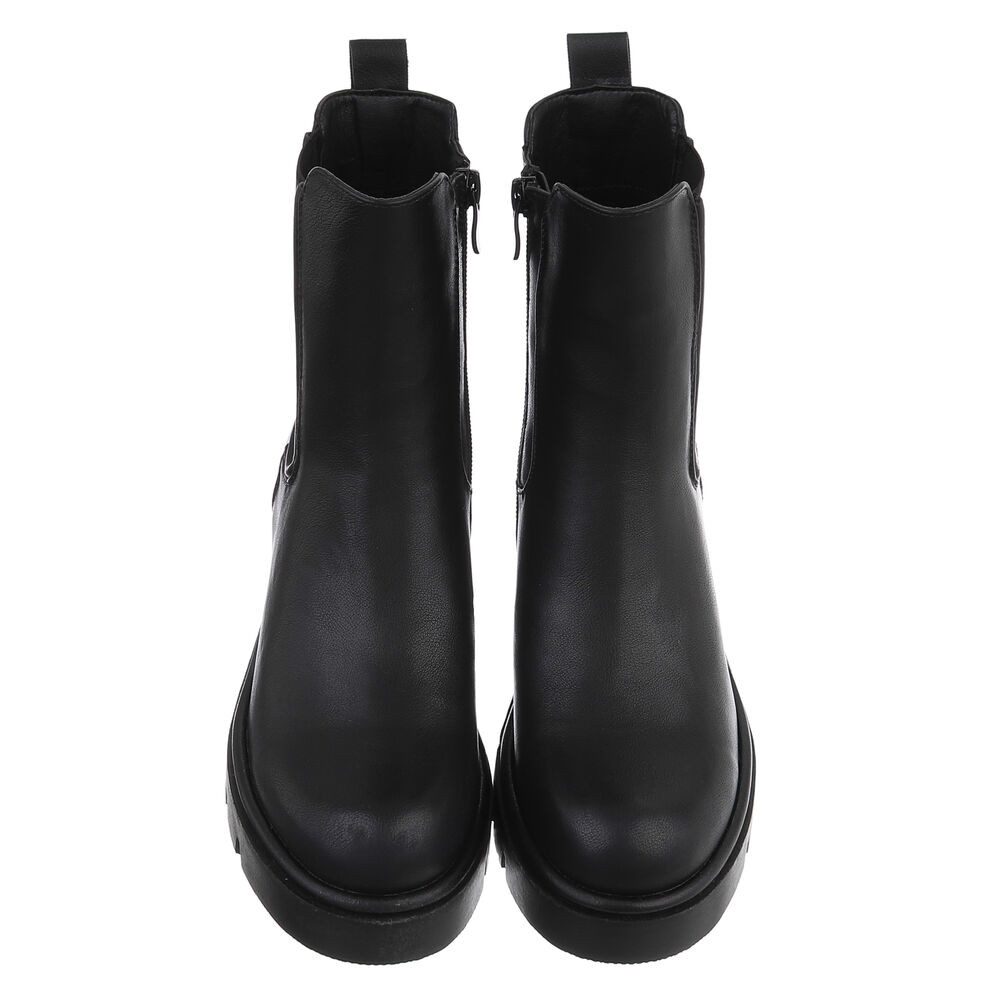 Ital-Design Trendige Chelsea-Boots mit Blockabsatz für Damen Plateaustiefelette (90649128) Blockabsatz Stiefeletten in Schwarz