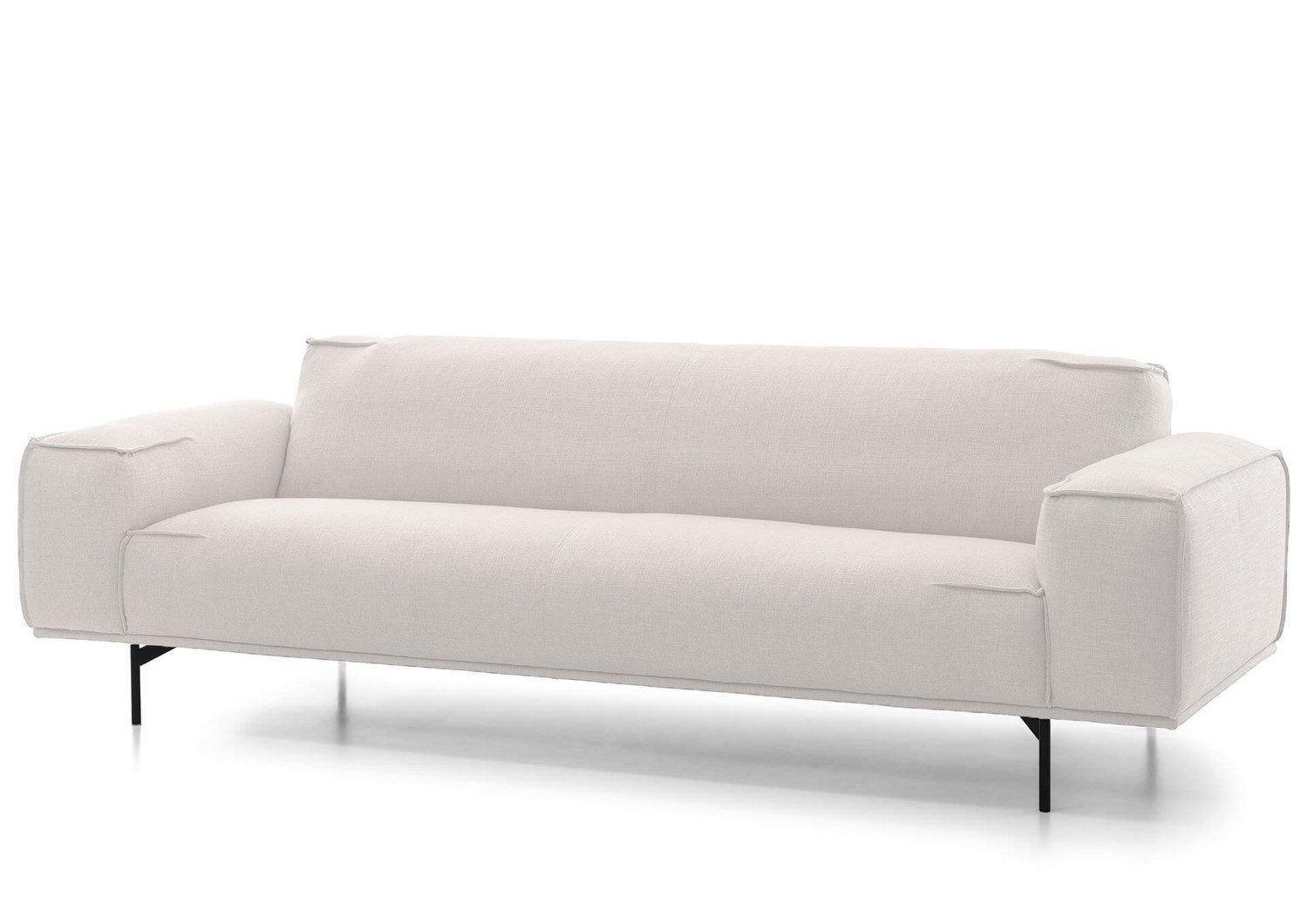 Natur24 Sofa Walker Sofa 3,5-Sitzer 252x95 cm Leinen-Optik Weiß