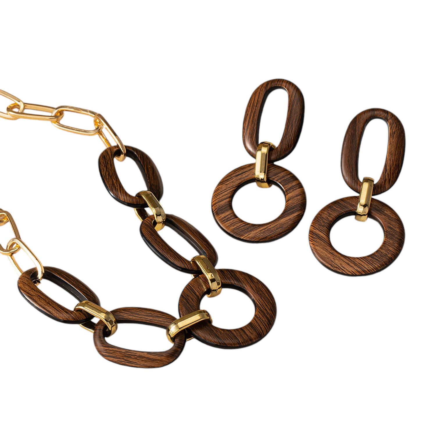 KARMA Schmuckset Schmuckset Holz Braun Gold günstig online kaufen
