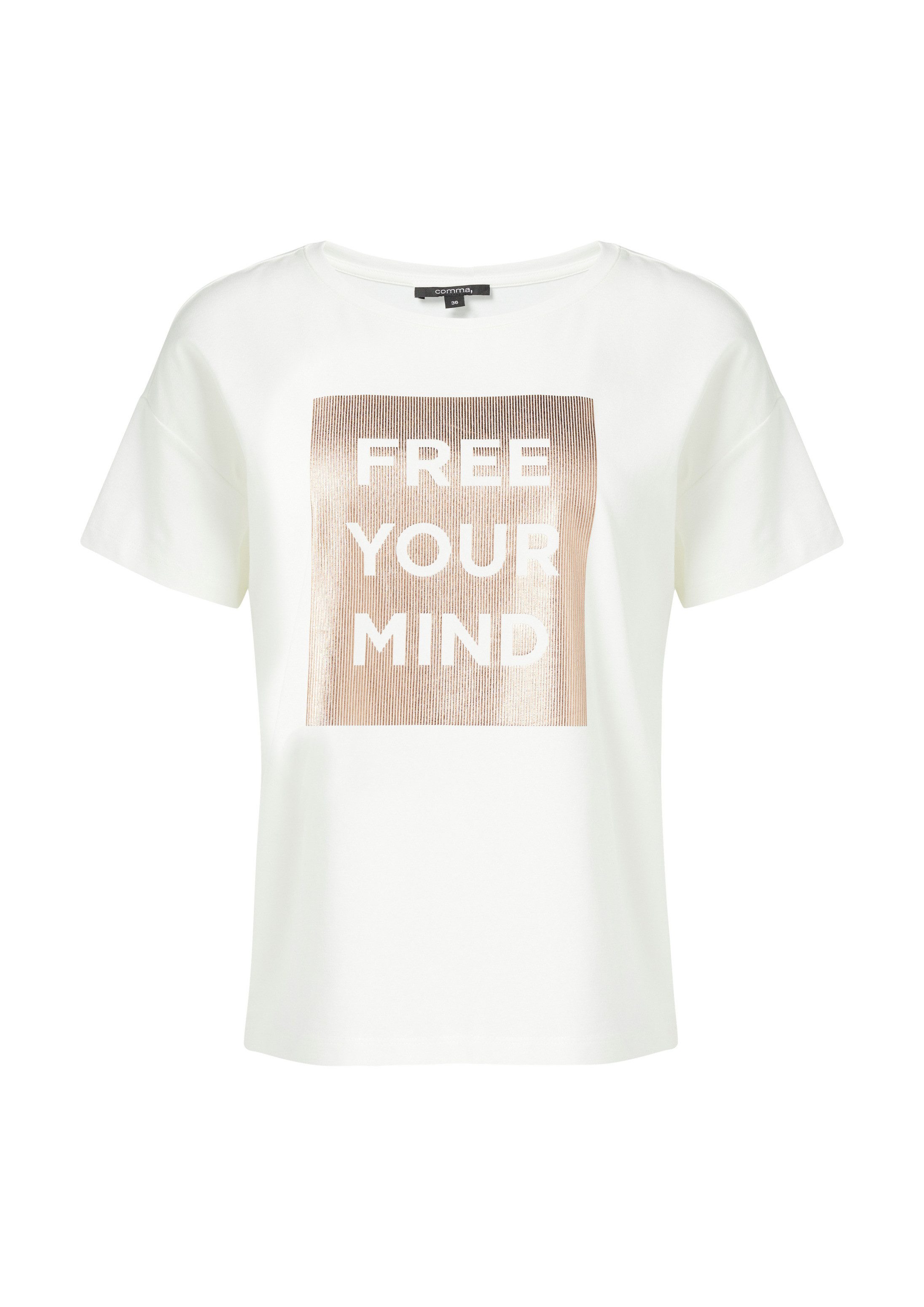 comma Kurzarmshirt T-Shirt T-Shirt mit Frontprint im Boxy Cut