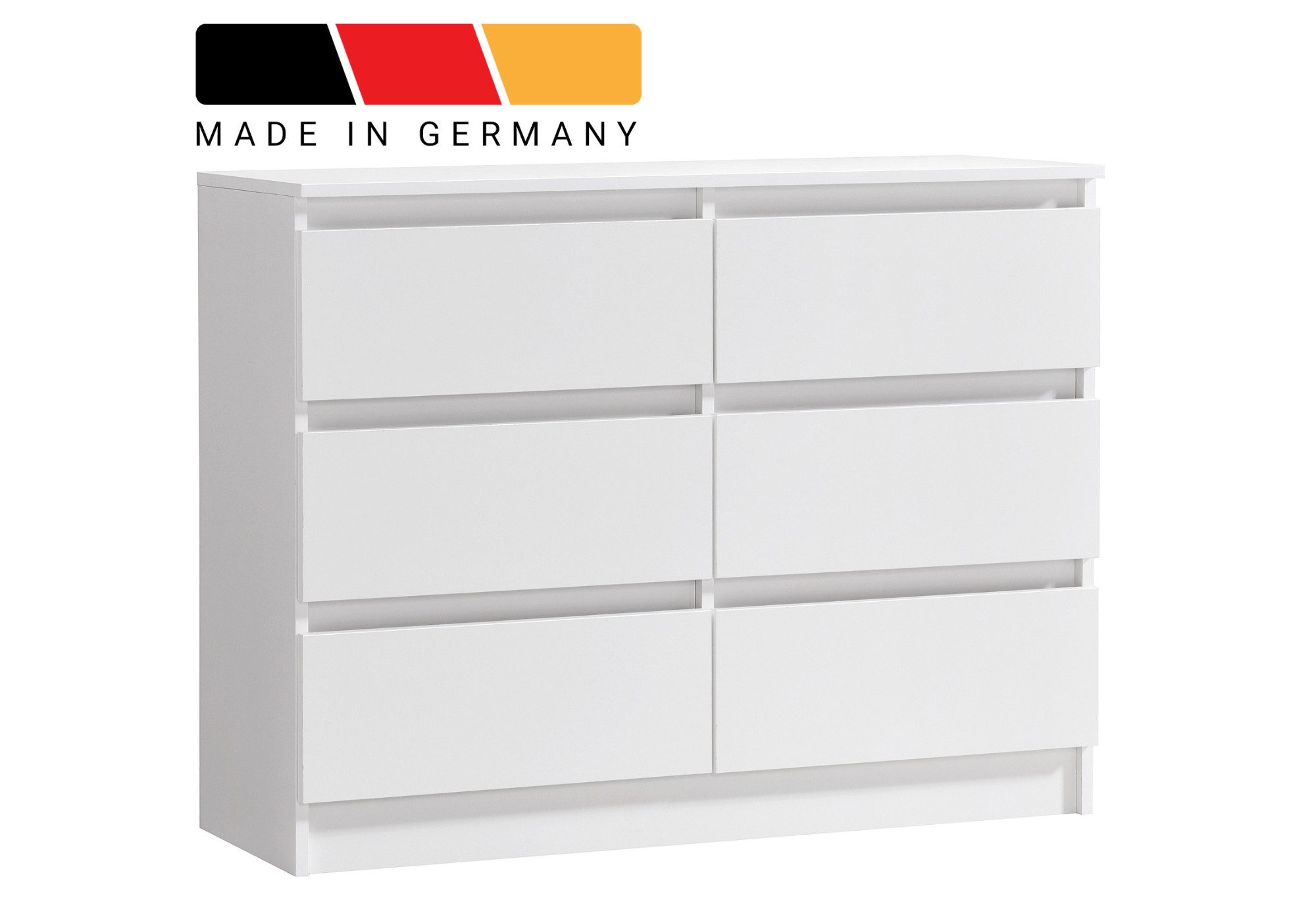Home Collective Kommode mit 6 Schubladen 95, 120, 140 cm breit Holz Schrank (Highboard Anrichte Schlafzimmer Wohnzimmer Flur Büro Organizer), Kommode 95 cm breit Kommode Sideboard, Weiß