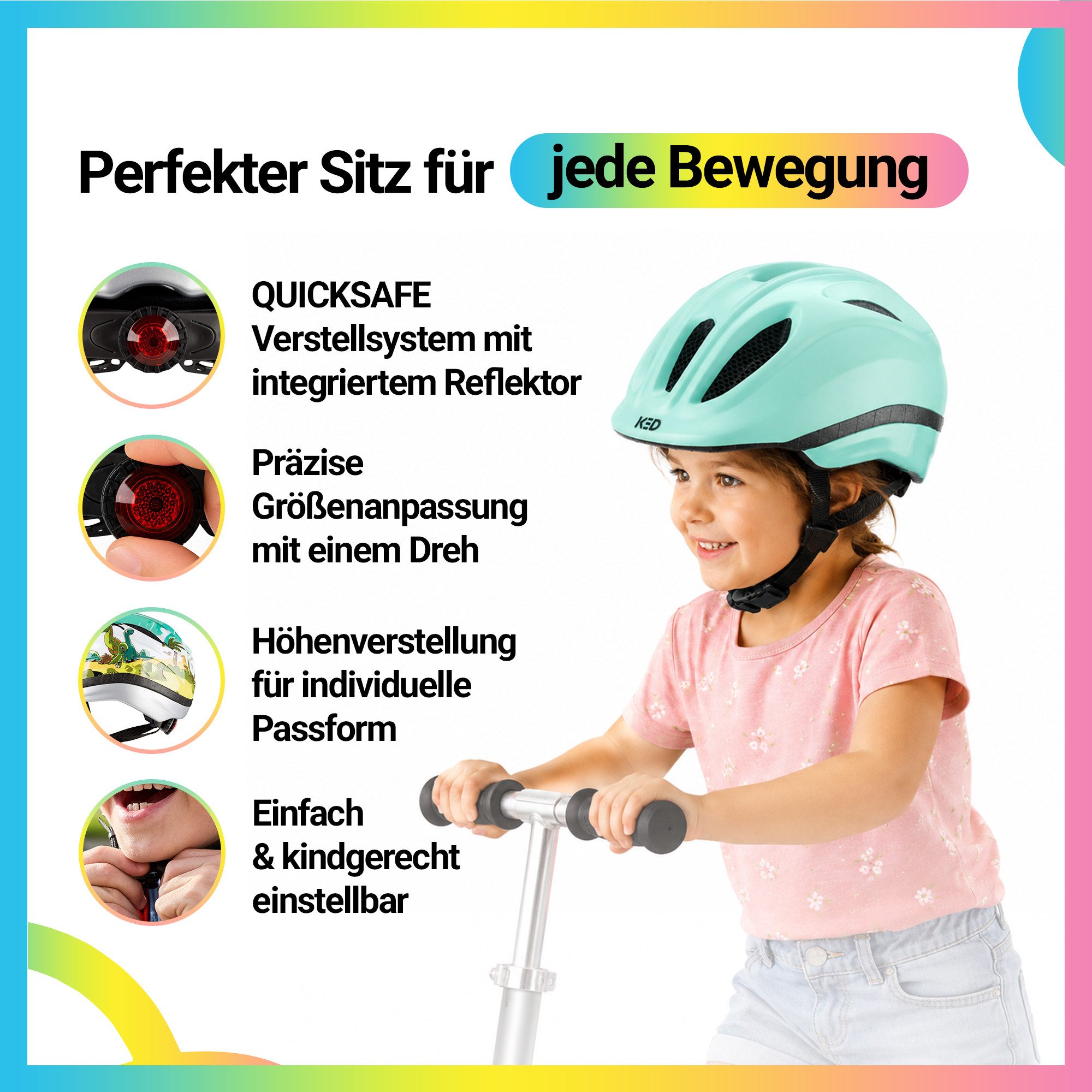 KED Fahrradhelm Meggy II Trend Kinderhelm, LED Rücklicht, MaxShell Technologie, Präzise Größenverstellung – Bild 3 von 5