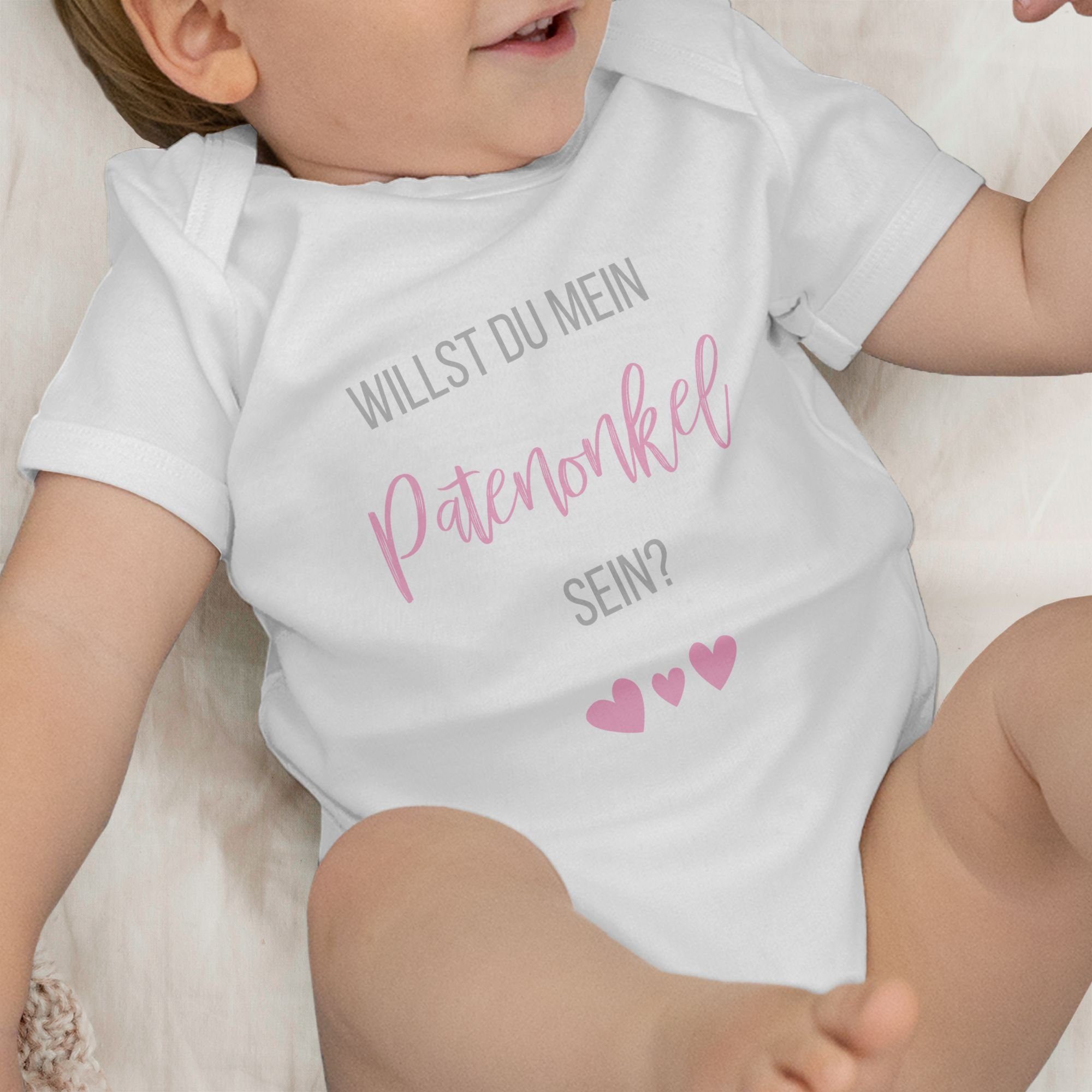 Patenonkel Baby Shirtbody sein Weiß mein Shirtracer 1 Patenonkel Willst du