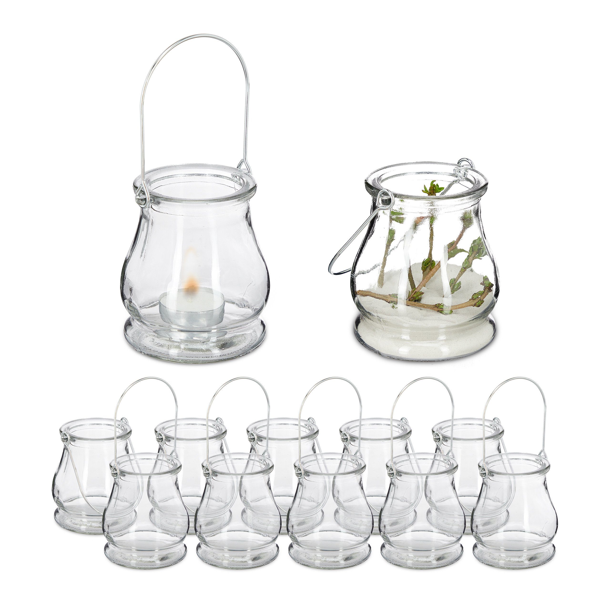 relaxdays Windlicht Transparentes Windlicht im 12er günstig online kaufen