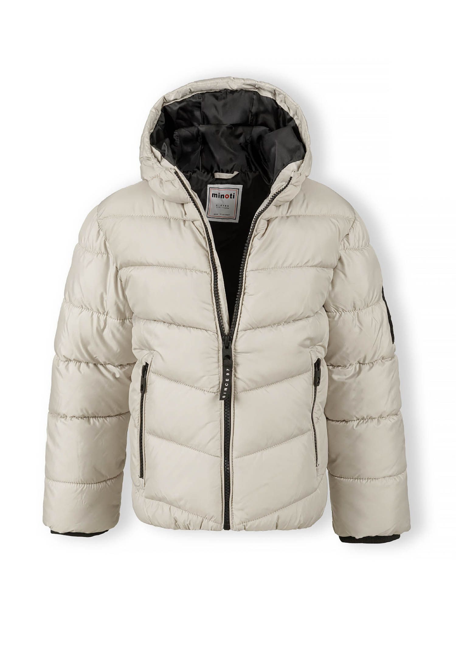 MINOTI Winterjacke Steppjacke mit Kapuze und reflektierendem Print  (2y-14y)
