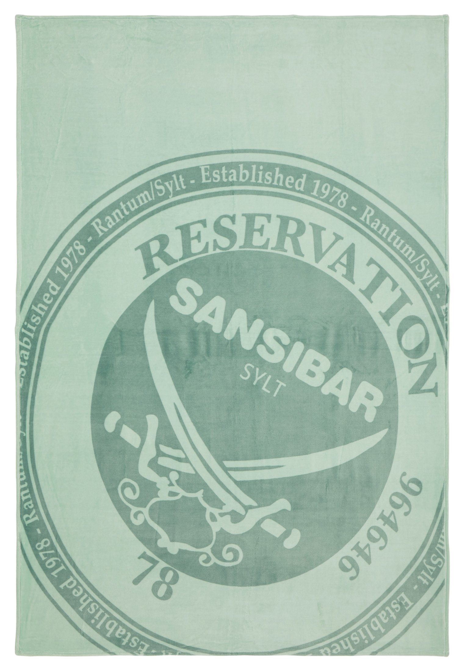 Wohndecke Plaid Wohndecke Sansibar Reservation Design Kuscheldecke mit dekorativem Sansibar Logo Druck, 150x200 cm, Sansibar Sylt, pflegeleicht, Sansibar Sylt light green