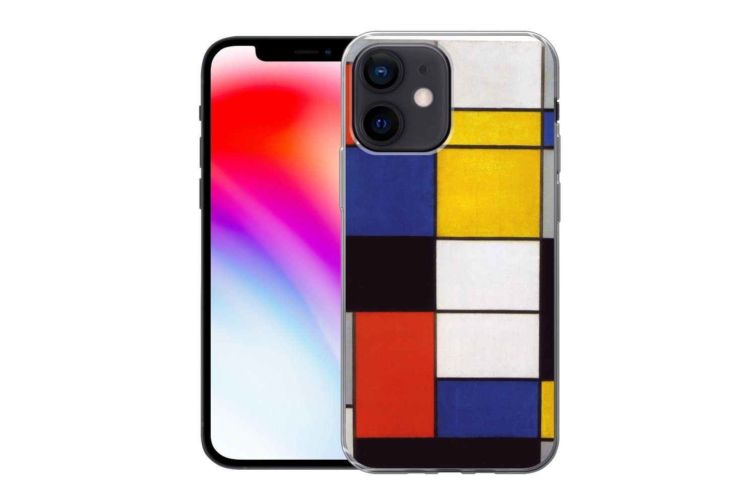 MuchoWow Handyhülle für Apple iPhone 12 Mini Komposition A - Piet Mondrian, Smartphone-Bumper, Print, Handy Schutzhülle Dünn