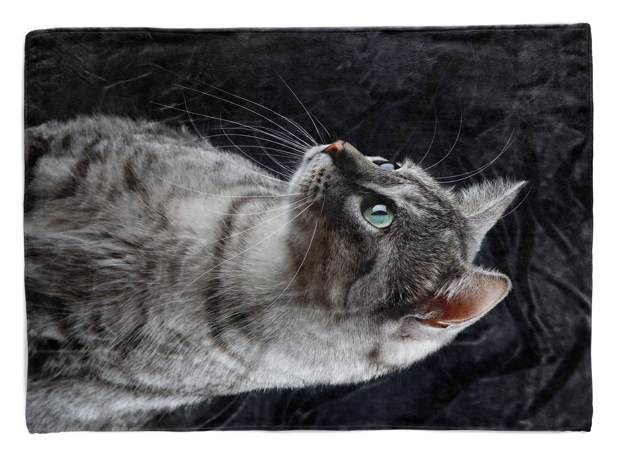Sinus Handtuch Handtuch Baumwolle-Polyester-Mix Saunatuch Katze Kuscheldecke (1-St), Art Kätzc, Strandhandtuch Tiermotiv kleine Handtücher mit