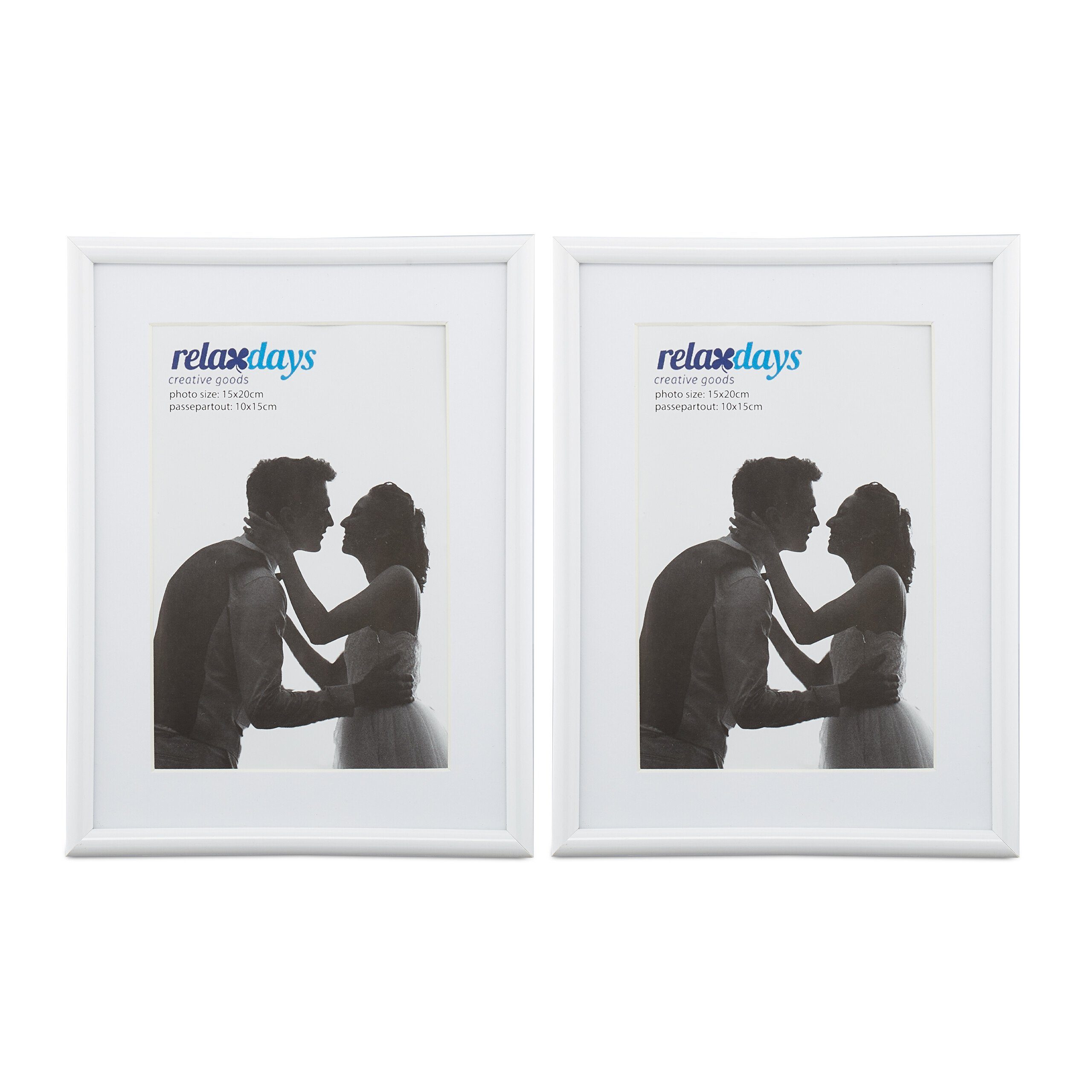 relaxdays Bilderrahmen 2er Set 15 x 20 cm, weiß günstig online kaufen