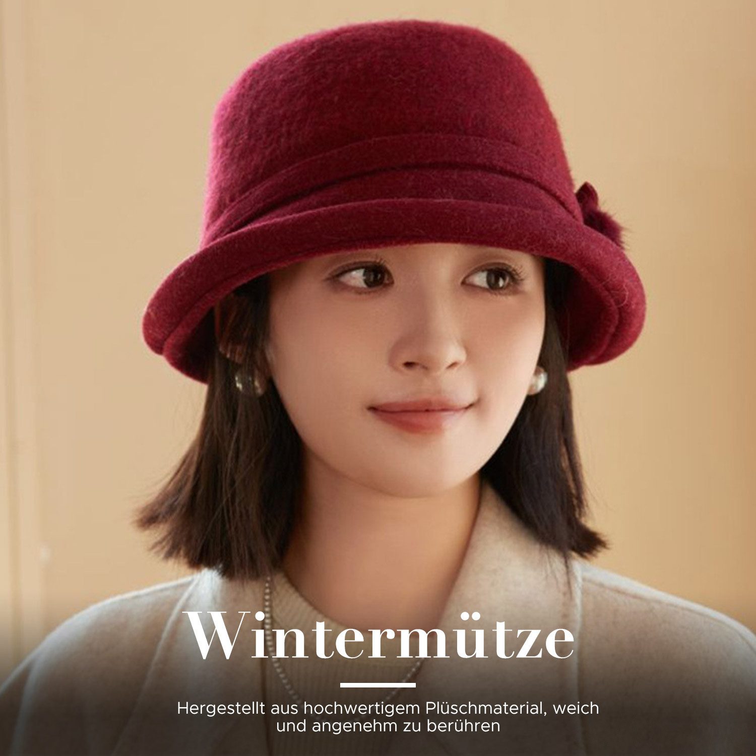 Refttenw Filzhut Glockenhut Vintage Wolle Wintermütze Damen Winter Filzmütz günstig online kaufen