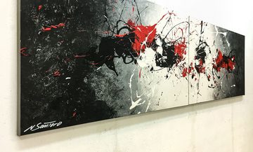 WandbilderXXL Gemälde Blowing Contrast 200 x 60 cm, Abstraktes Gemälde, handgemaltes Unikat
