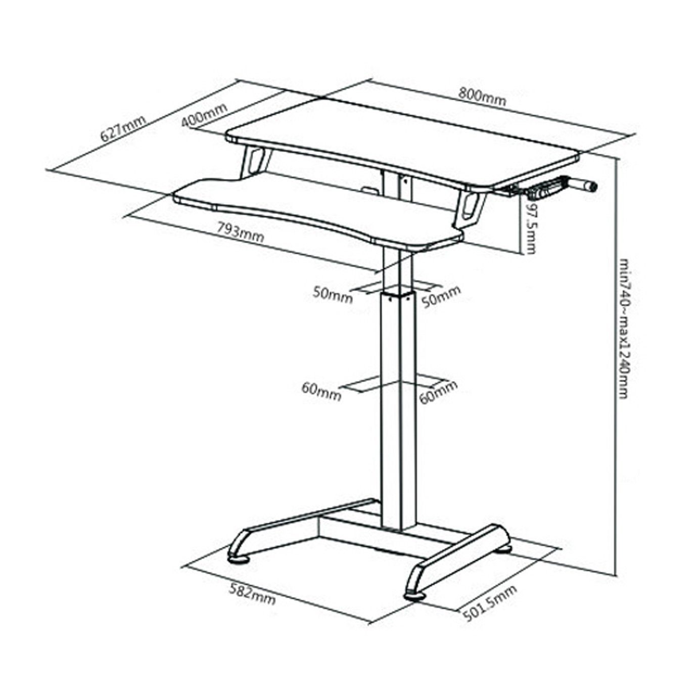 HALTERUNGSPROFI Stehpult HALTERUNGSPROFI Manuell Höhenverstellbares Pult (74-124cm) SSAT-01MS, manuell höhenverstellbar von 74-124cm