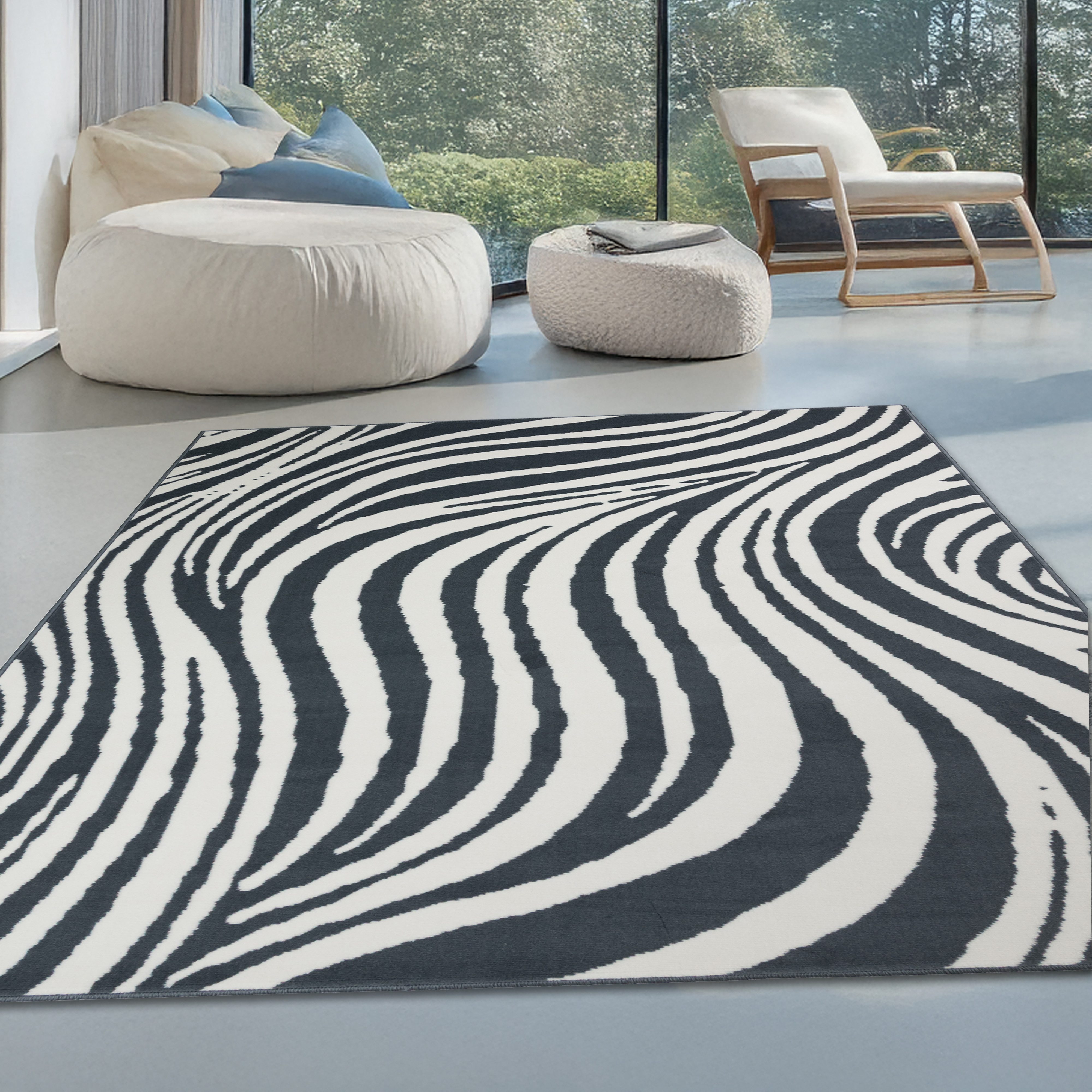 OTTO home Teppich Liaa in Wellen Design, softer Kurzflor, rechteckig, Höhe: 7 mm, 3D-Optik, Scandi-Look, Wohnzimmer, Esszimmer, Schlafzimmer