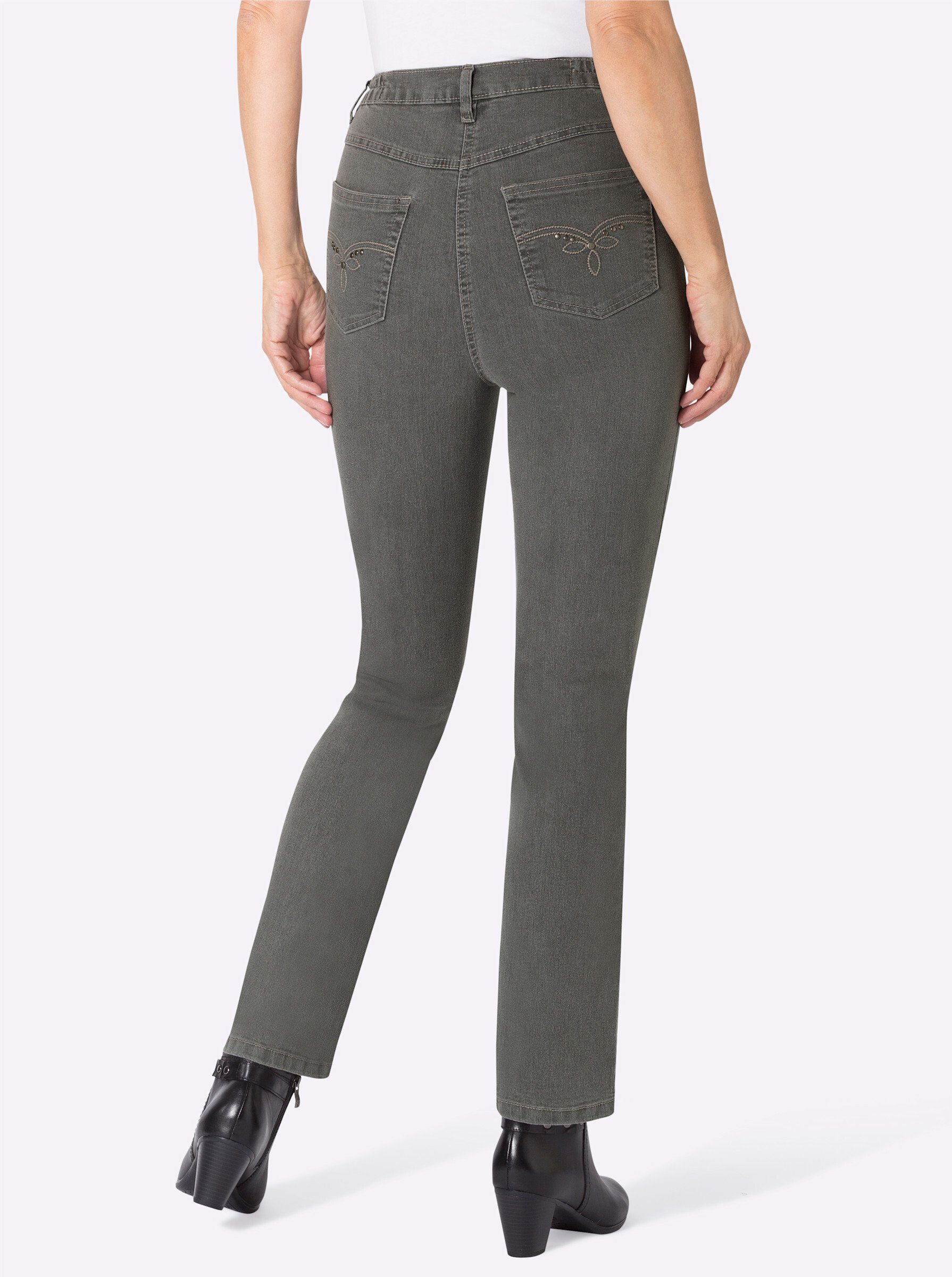 an! grey-denim Sieh Bequeme Jeans