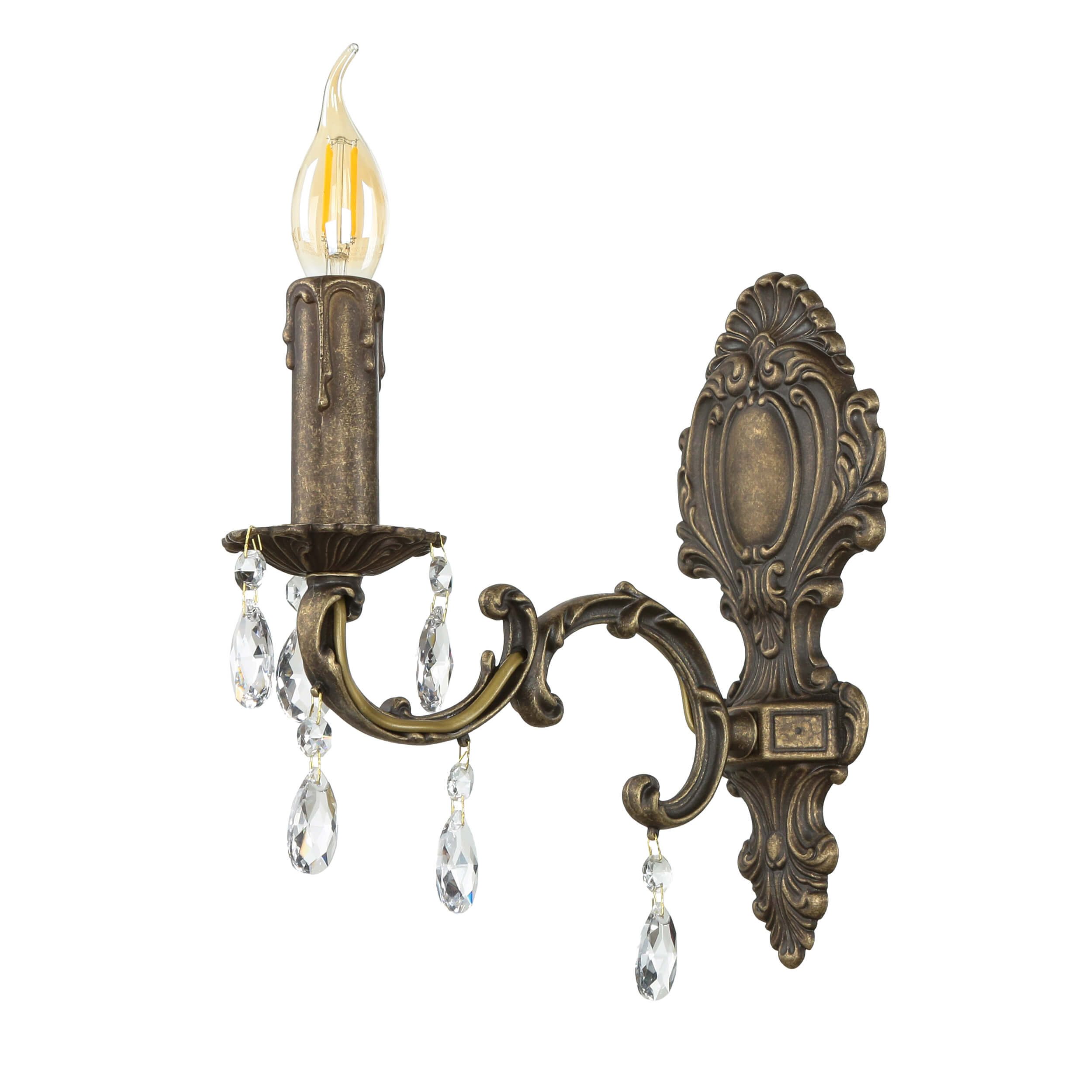 Licht-Erlebnisse Wandleuchte VENEZIA, ohne Leuchtmittel, Wandlampe mit Kristall Behang Made in Italy Jugendstil Wandlampe