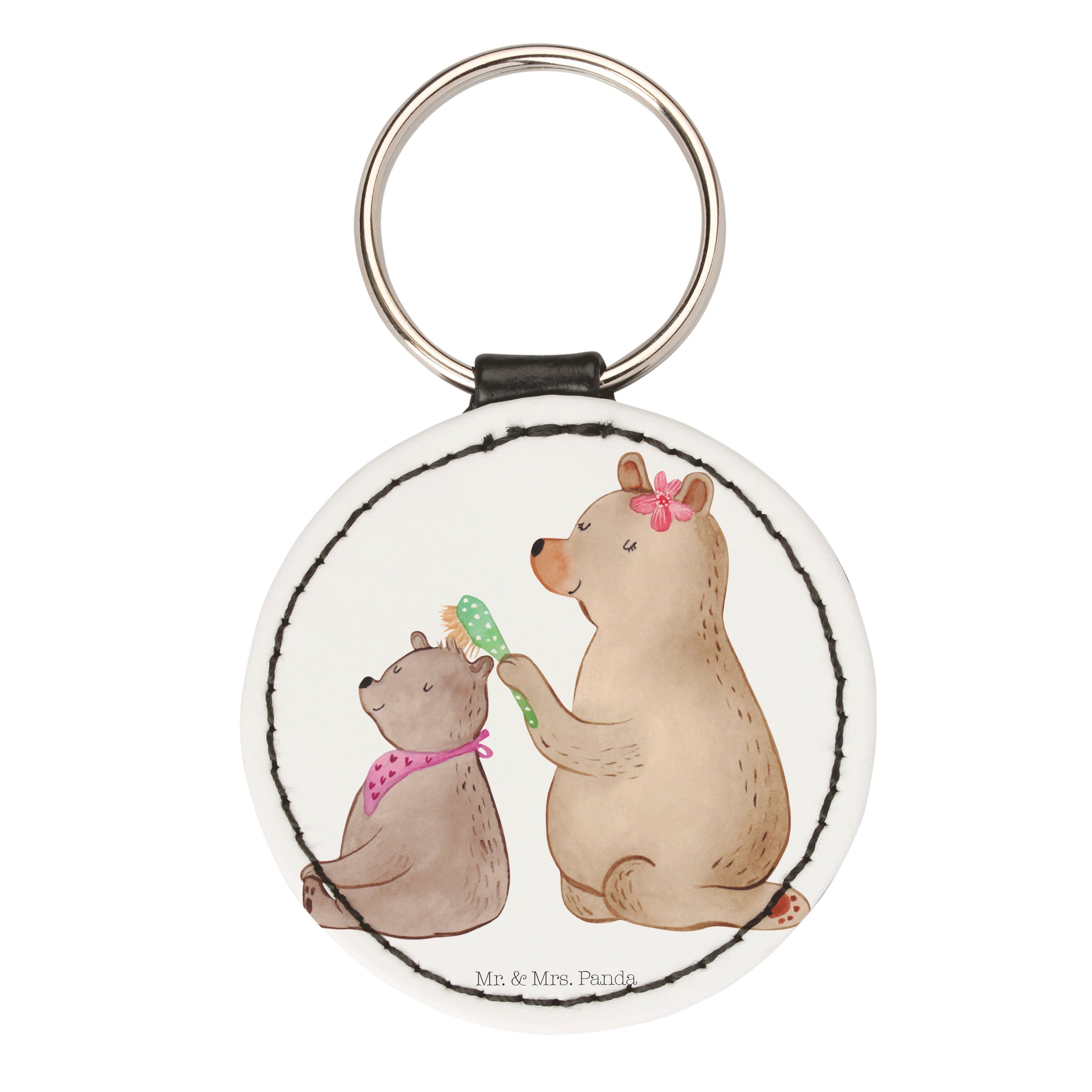 Mr. & Mrs. Panda Schlüsselanhänger Bär mit Kind - Weiß - Geschenk, Anhänger, Schlüsselanhänger, Mutterta (1-tlg)