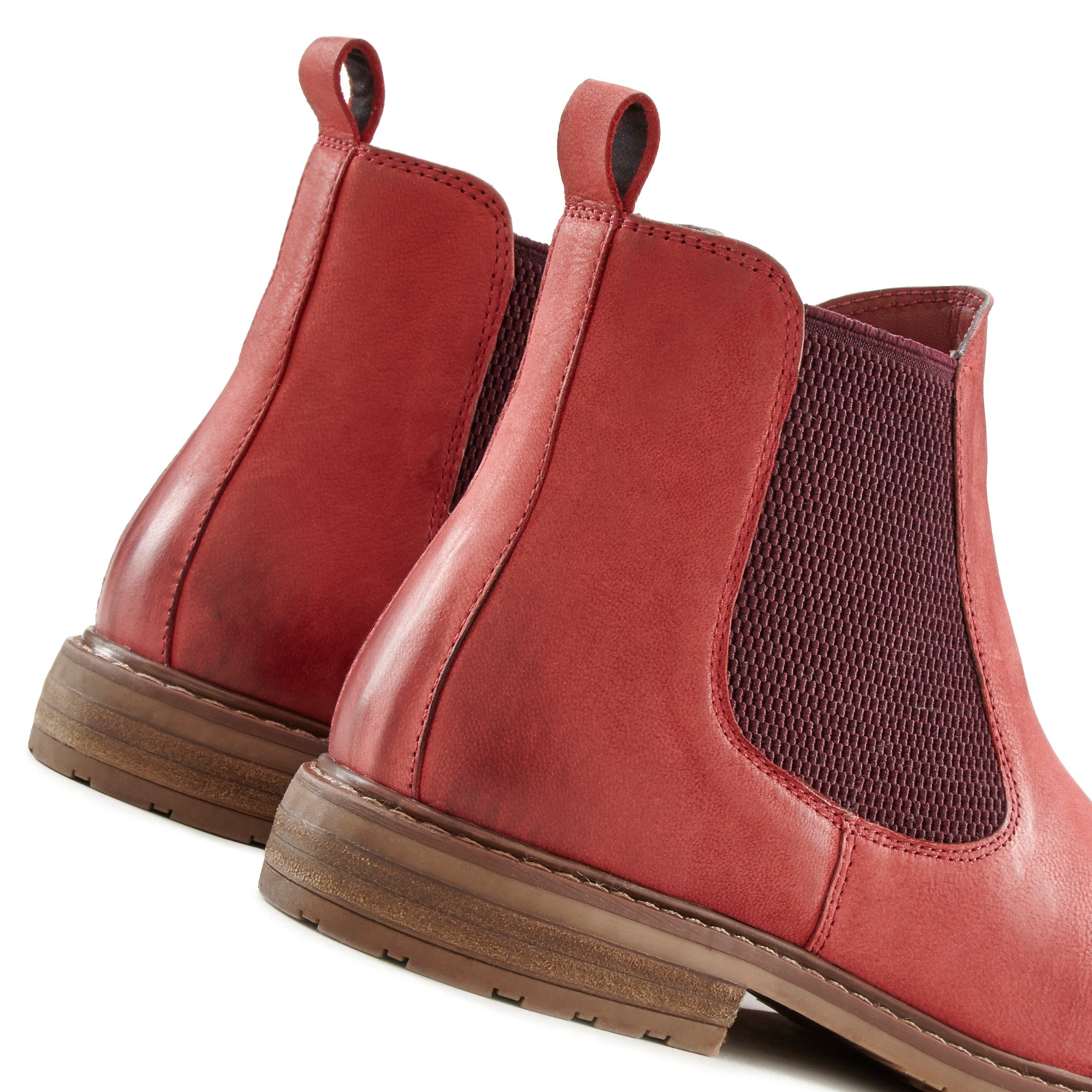 bequemer aus Leder Stiefelette Laufsohle, Ankle Chelseaboots mit LASCANA Boots, rot