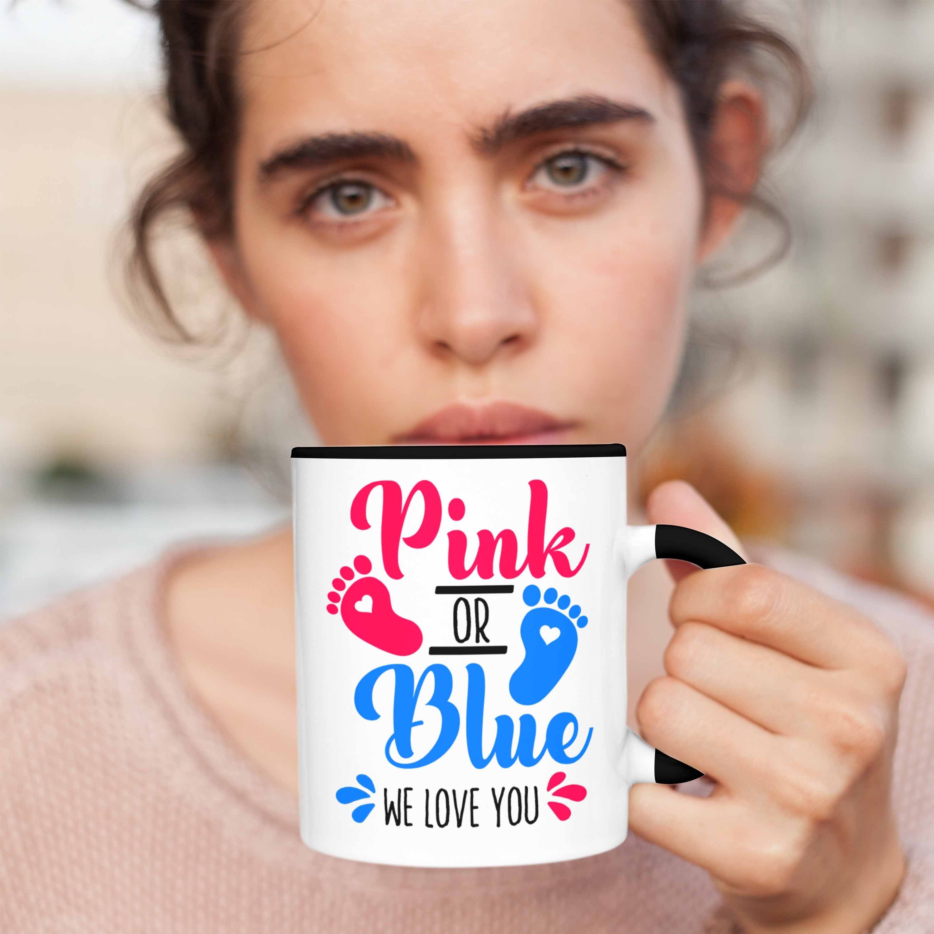 Blue You Tasse Überraschun Pink Geschenk Baby Tasse Reveal Gender Trendation Love We Schwarz Or