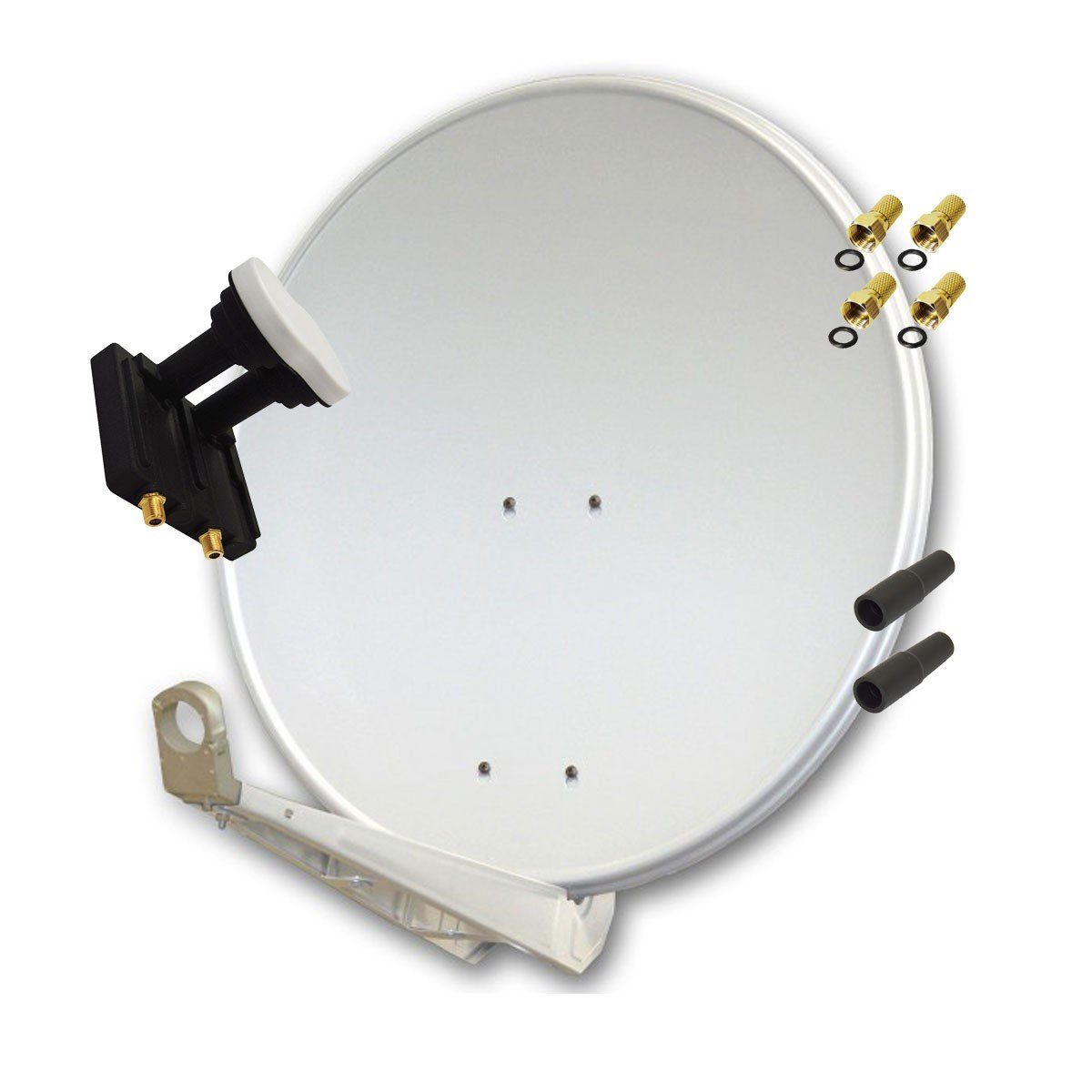 PremiumX »Deluxe 85 Alu Antenne Digital SAT Schüssel in Hellgrau mit Twin Monoblock LNB 3° für 2 ...