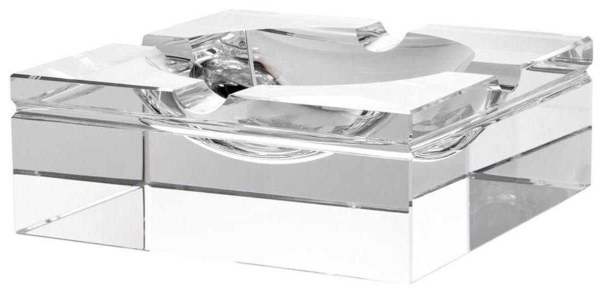Casa Padrino Aschenbecher Luxus Kristallglas Aschenbecher 20 x 20 x H. 7,5 cm - Wohnzimmer Accessoires