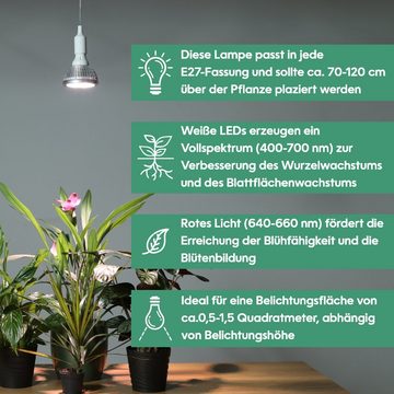 PARUS Pflanzenlampe indoor plants, Leuchtmittel für Pflanzen, Neutralweiß, Parus by Venso Growlight Indoor plants LED E27 Pflanzenlampe, Vollspek