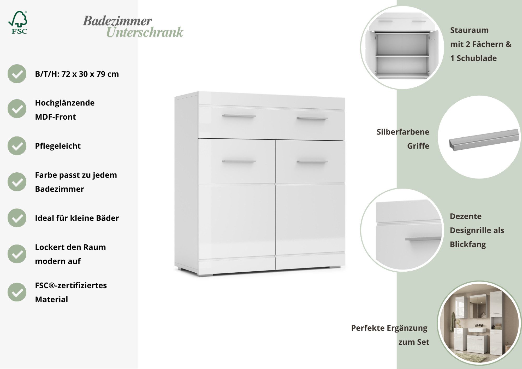 OTTO home Unterschrank Föhr minimalistisch, zeitlos, hochglänzend – Bild 3 von 5