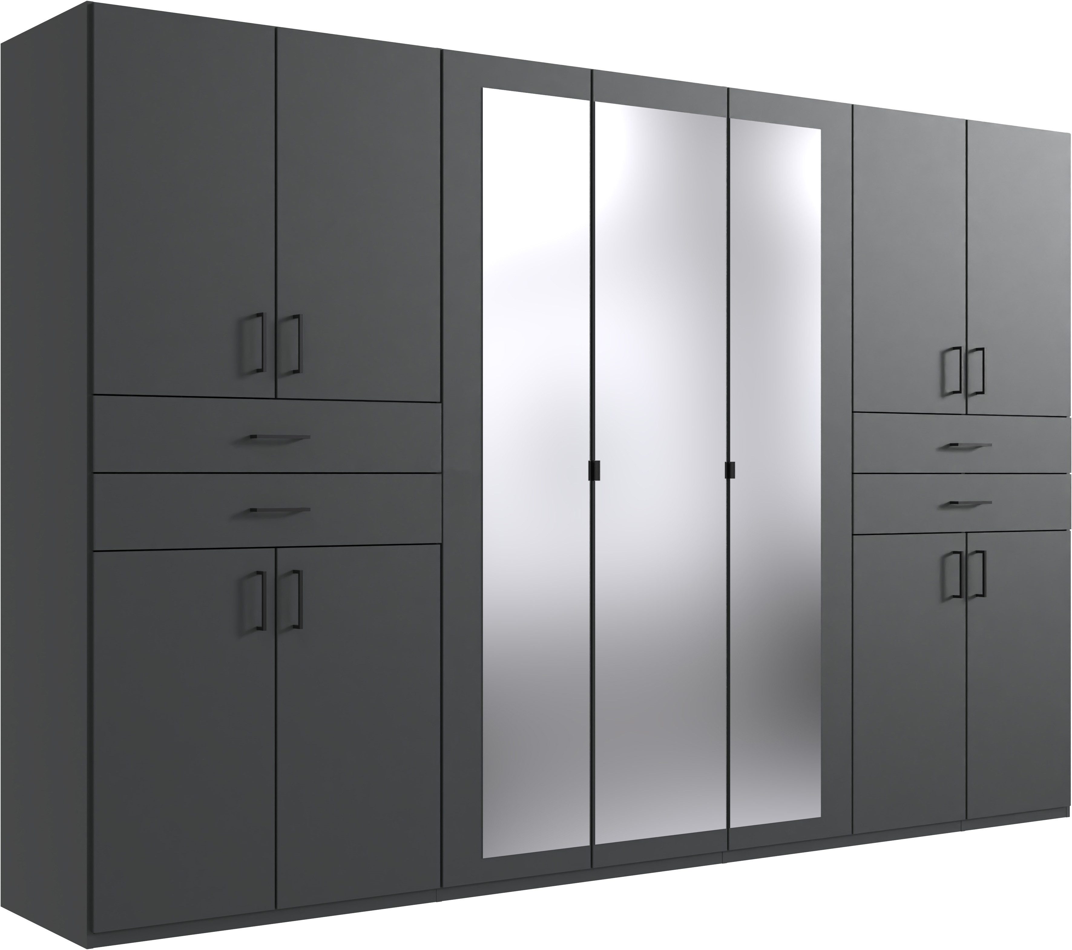 Wimex Kleiderschrank Taiga Kleiderschrank mit Spiegel mit Schubladen auf bequemer Höhe, Garderobe Schlafzimmerschrank