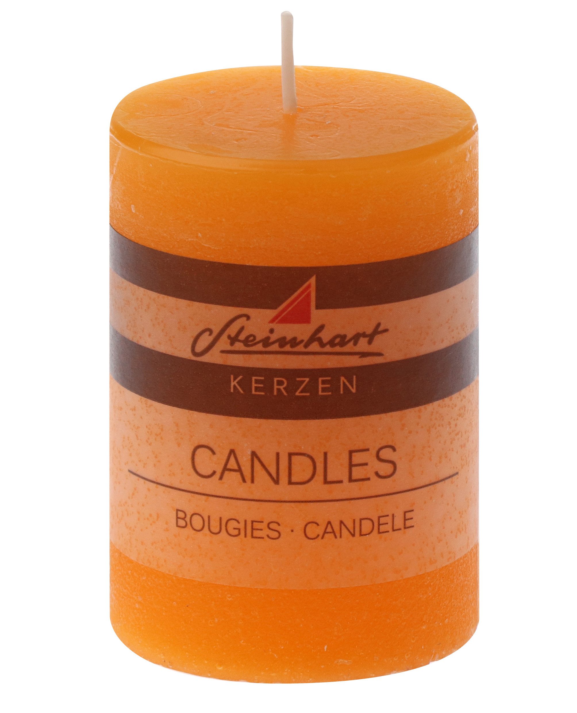 Steinhart Kerzen Rustic-Kerze Stumpenkerze "Raureif" Orange 80/58 mm günstig online kaufen