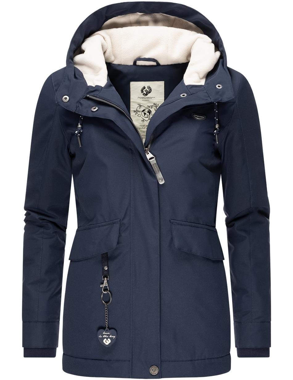 Ragwear blau Winterjacke Materialien Jazmin recycelten gefütterte Intl. aus Outdoorjacke warm