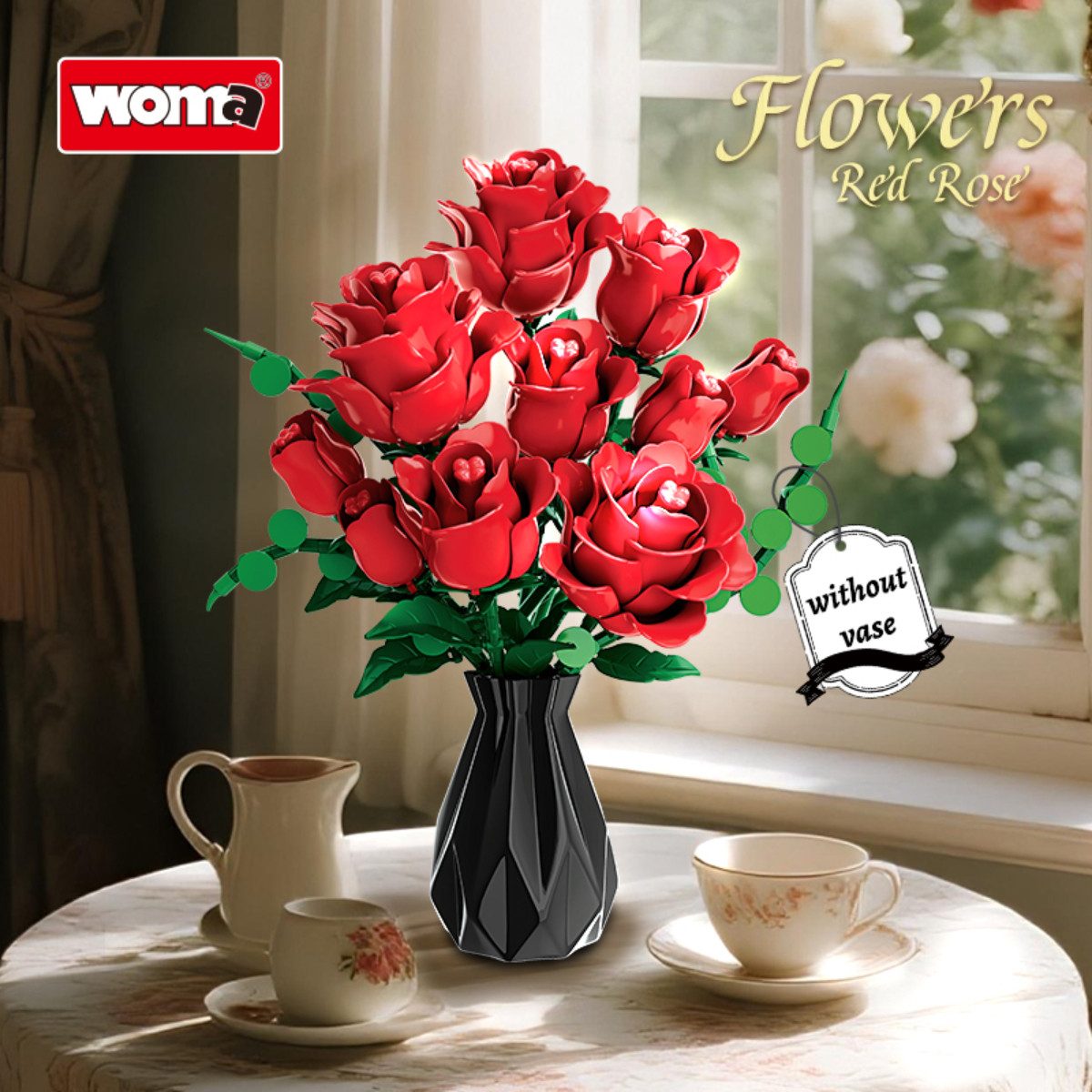 Woma WOMA Rote Rosen Blumenstrauß Bausteine W11156 Spielbausteine – Bild 2 von 5