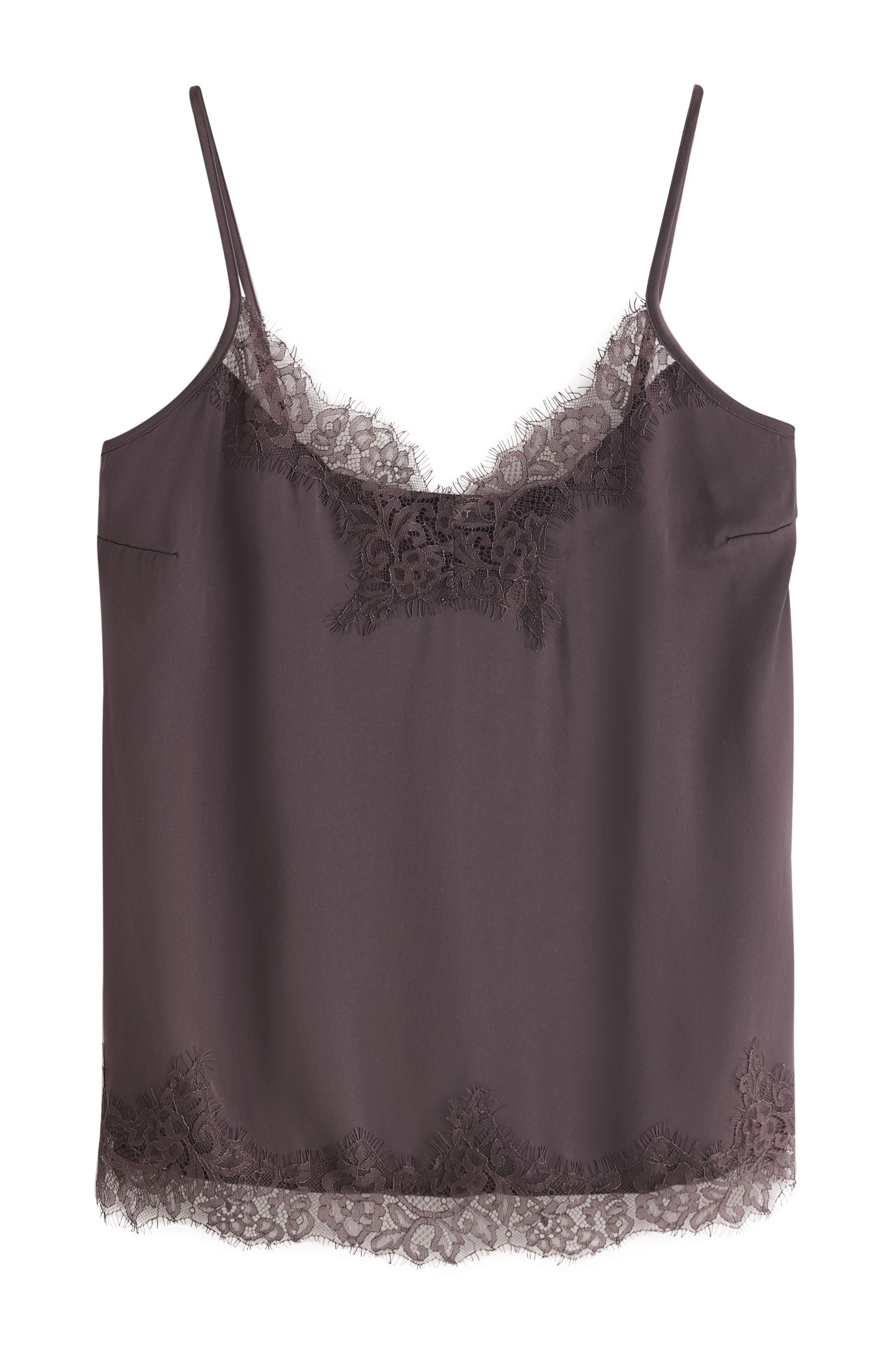 Next Trägertop Trägertop aus Satin mit Spitzenbesatz (1-tlg)
