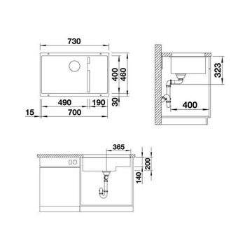 Blanco Granitspüle BLANCO SUBLINE 700-U Level Silgranit, InFino Vulkangrau, 73/46 cm