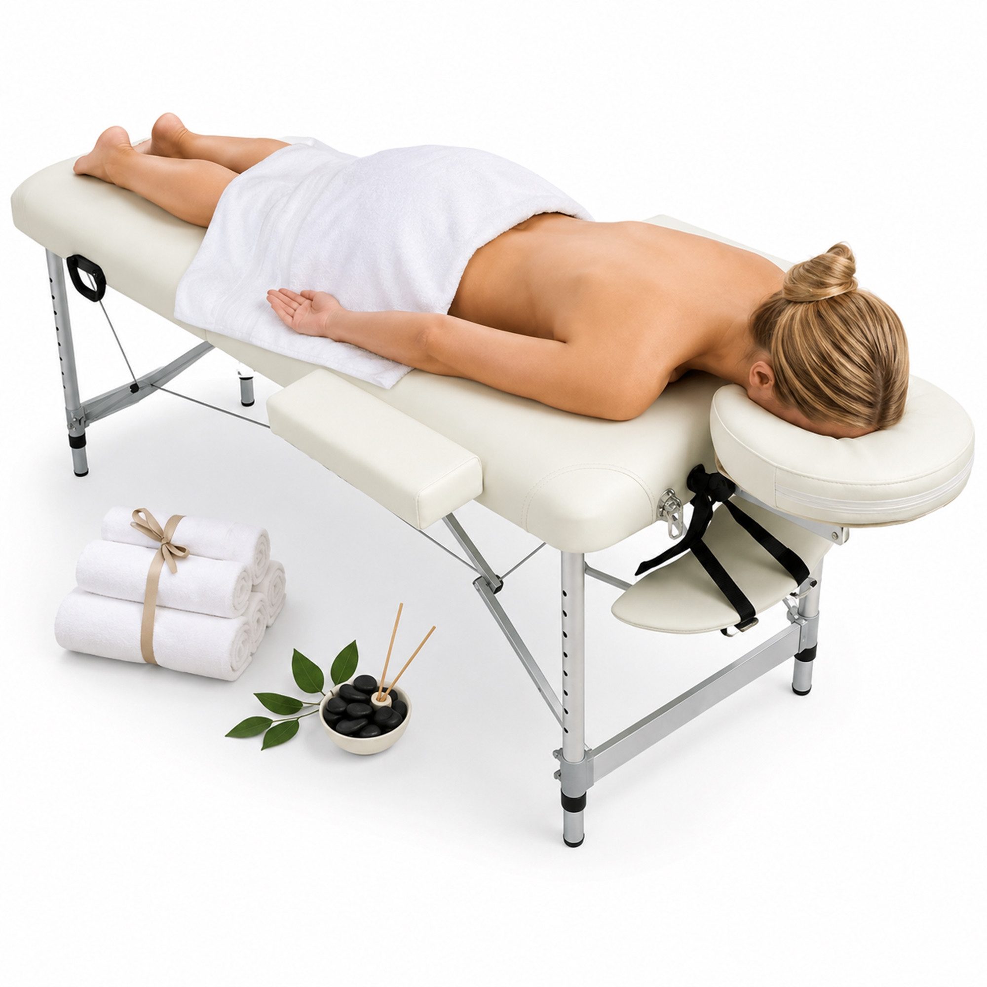 Mucola Massageliege Massageliege Aluminium 2 Zonen schwarz Massagebank klappbar Therapie (Stück, Premium-Massageliege), Abnehmbare Elemente