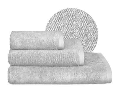 Beautex Handtuch Set (Reiskorn-Optik, Frottier Premium Set aus 100% Baumwolle 550g/m)