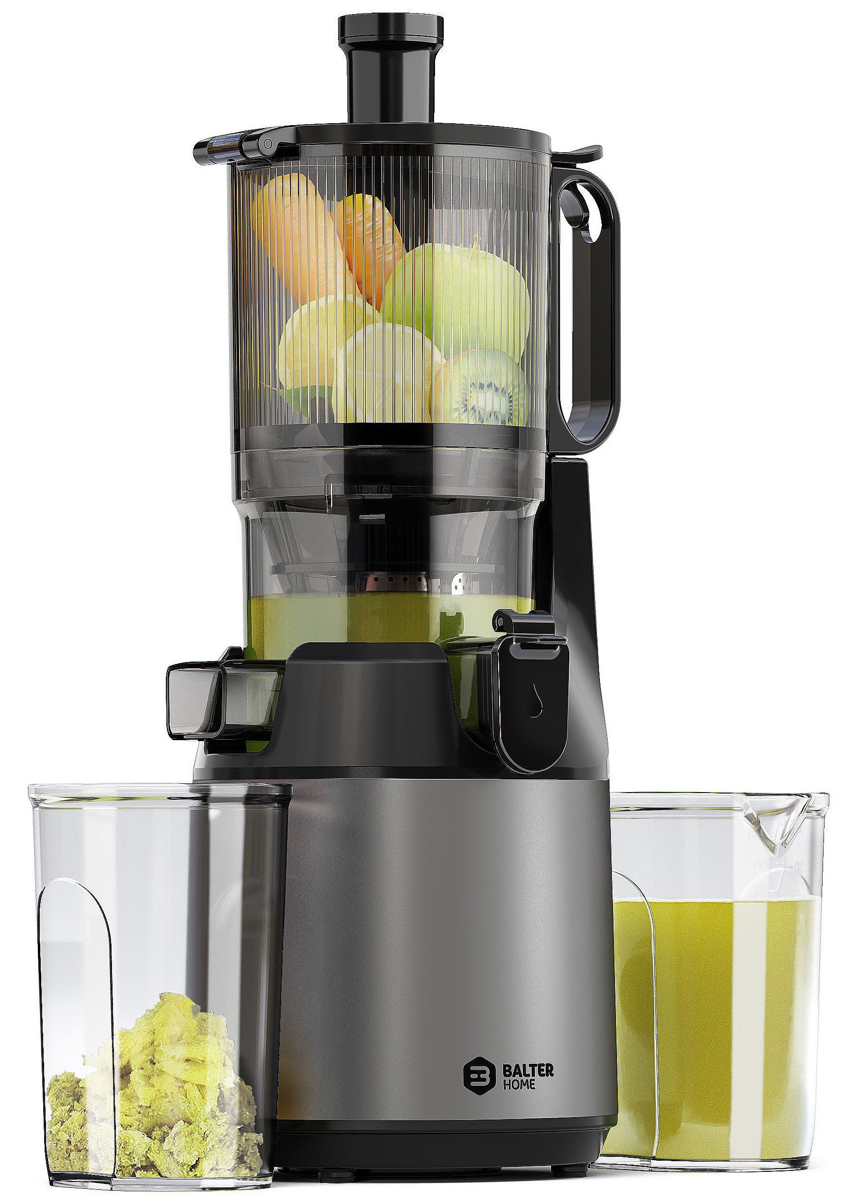 Balter Entsafter ES-01P, 300 W, Slow Juicer 135MM Öffnung 1,8L Entsafter für Gemüse und Obst