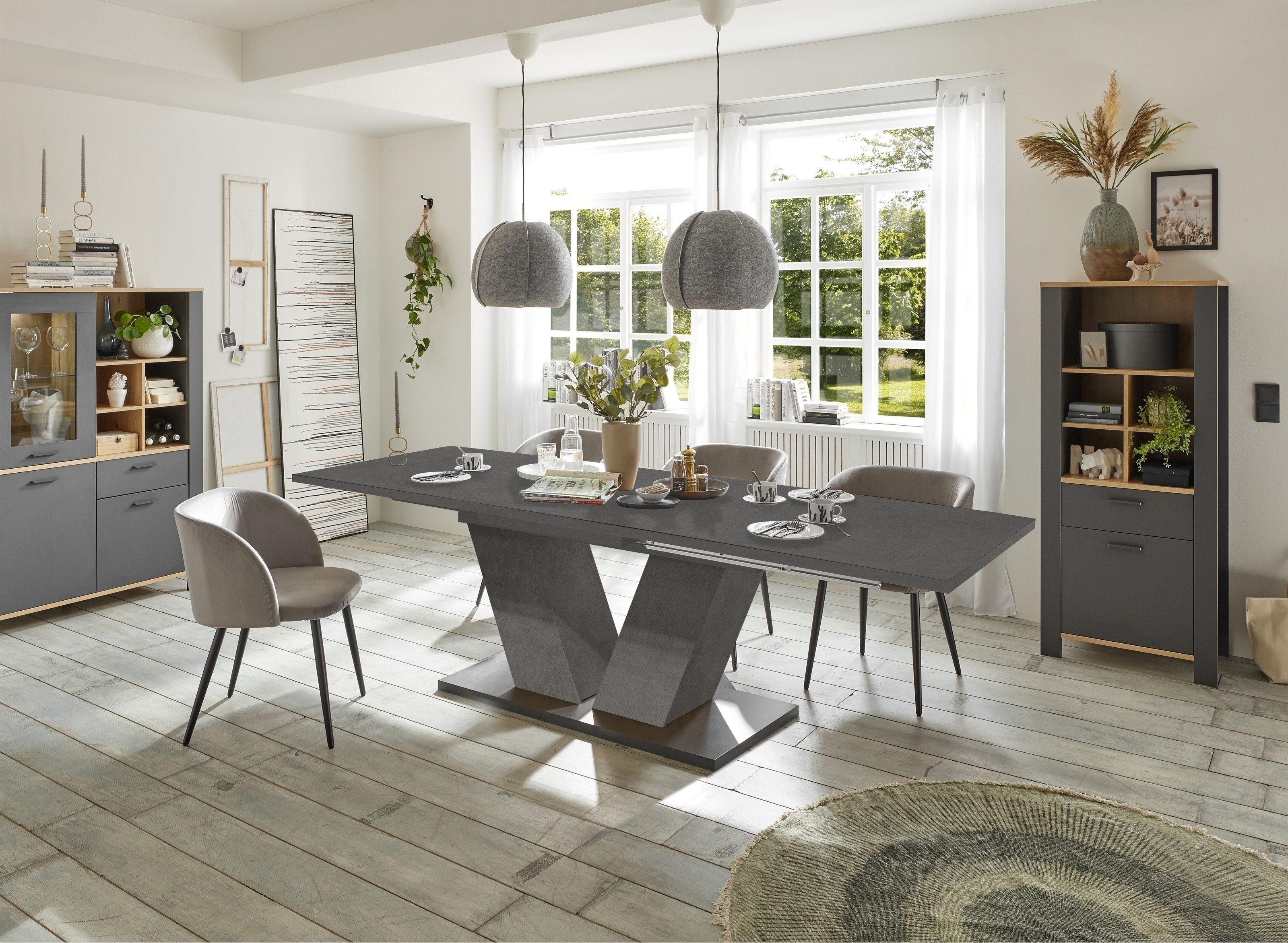 Mäusbacher Kulissentisch in graphit - 160x76x90cm (BxHxT)