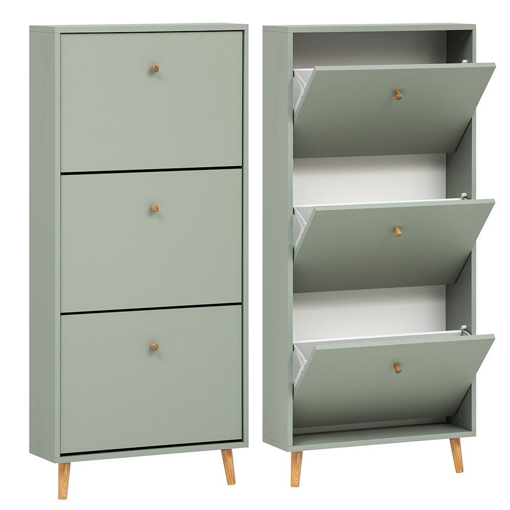 Lomadox Garderoben-Set BELFORT-80, (Spar-Set, 5-St., Schuhschränke Spiegel Garderobenpaneel), in verschiedenen Grün-Tönen, Platz für 6 + 9 Paar Schuhe