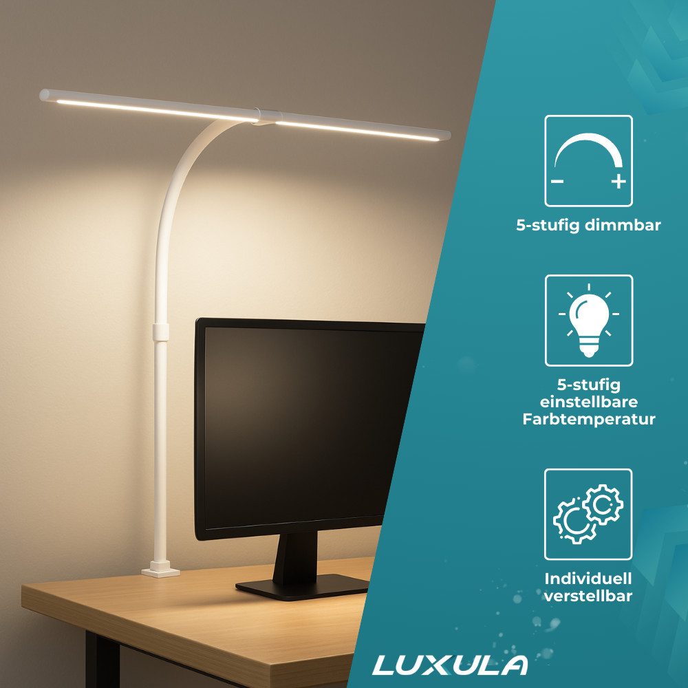 LUXULA LED Tischleuchte LUXULA Tischleuchte 24W 3000-6500K CCT Tischleuchte LED Dimmbar, LED fest integriert, Farbwechsler – Bild 2 von 5