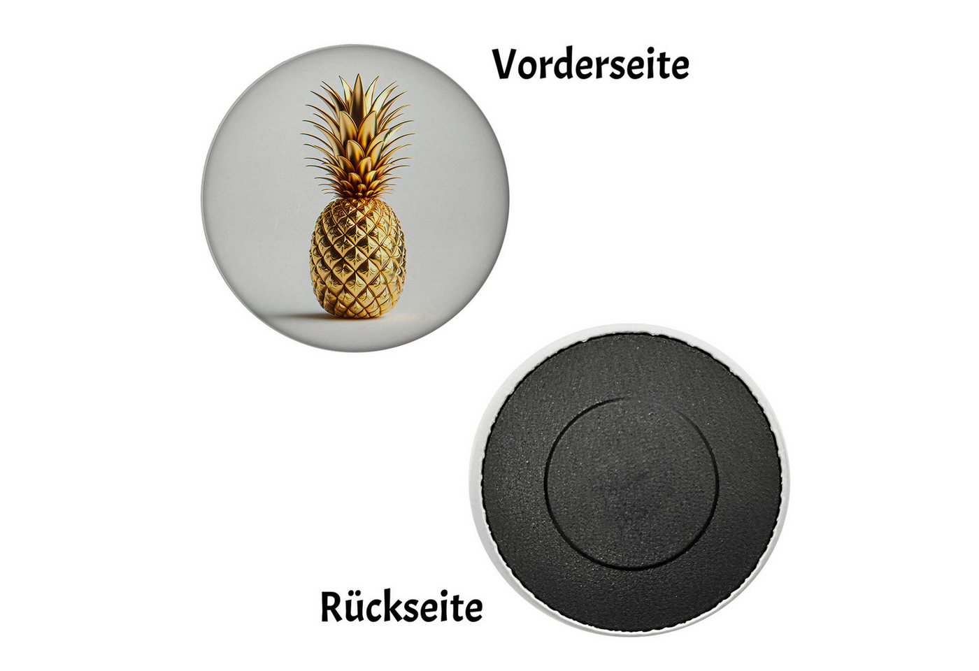 Thumbnail - speecheese Magnet Goldene Ananas auf weißem Hintergrund Magnet rund rund