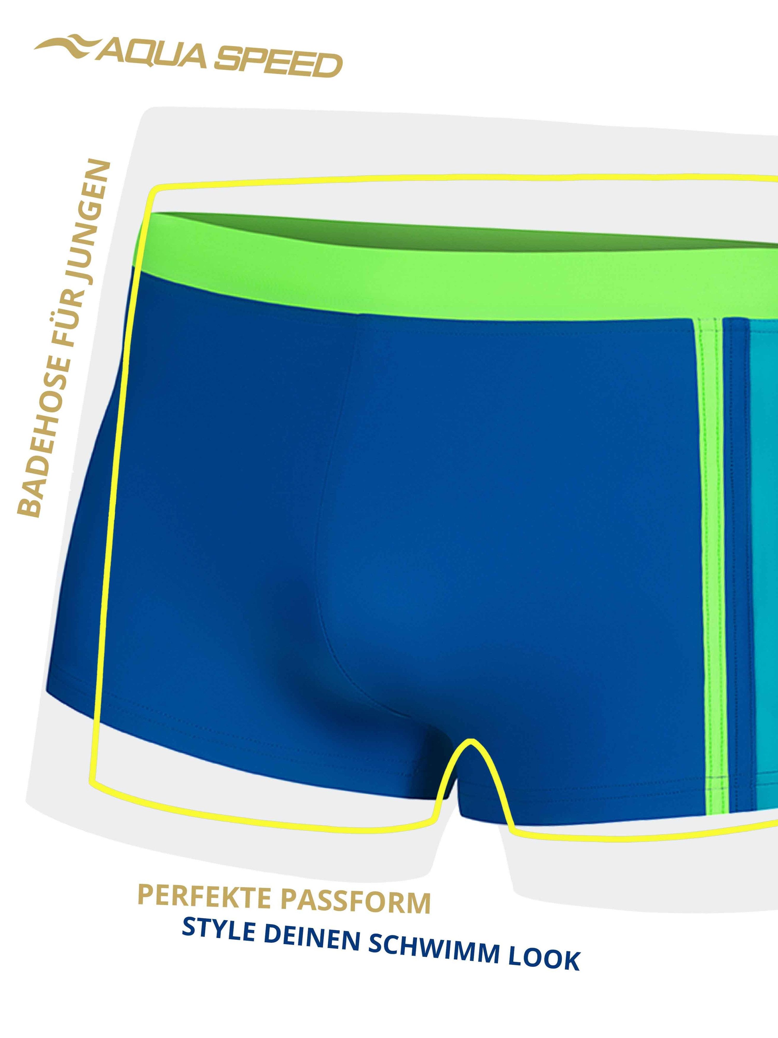 Aqua Speed Badehose Max Schwimmhose für Kinder in Blau-Türkis-Grün – sportlich & bequem (chlorresistente Badehose für regelmäßigen Schwimmunterricht – Gr. 134) Chlor- & UV-beständig – ideal für Pool, Therme & Freibad